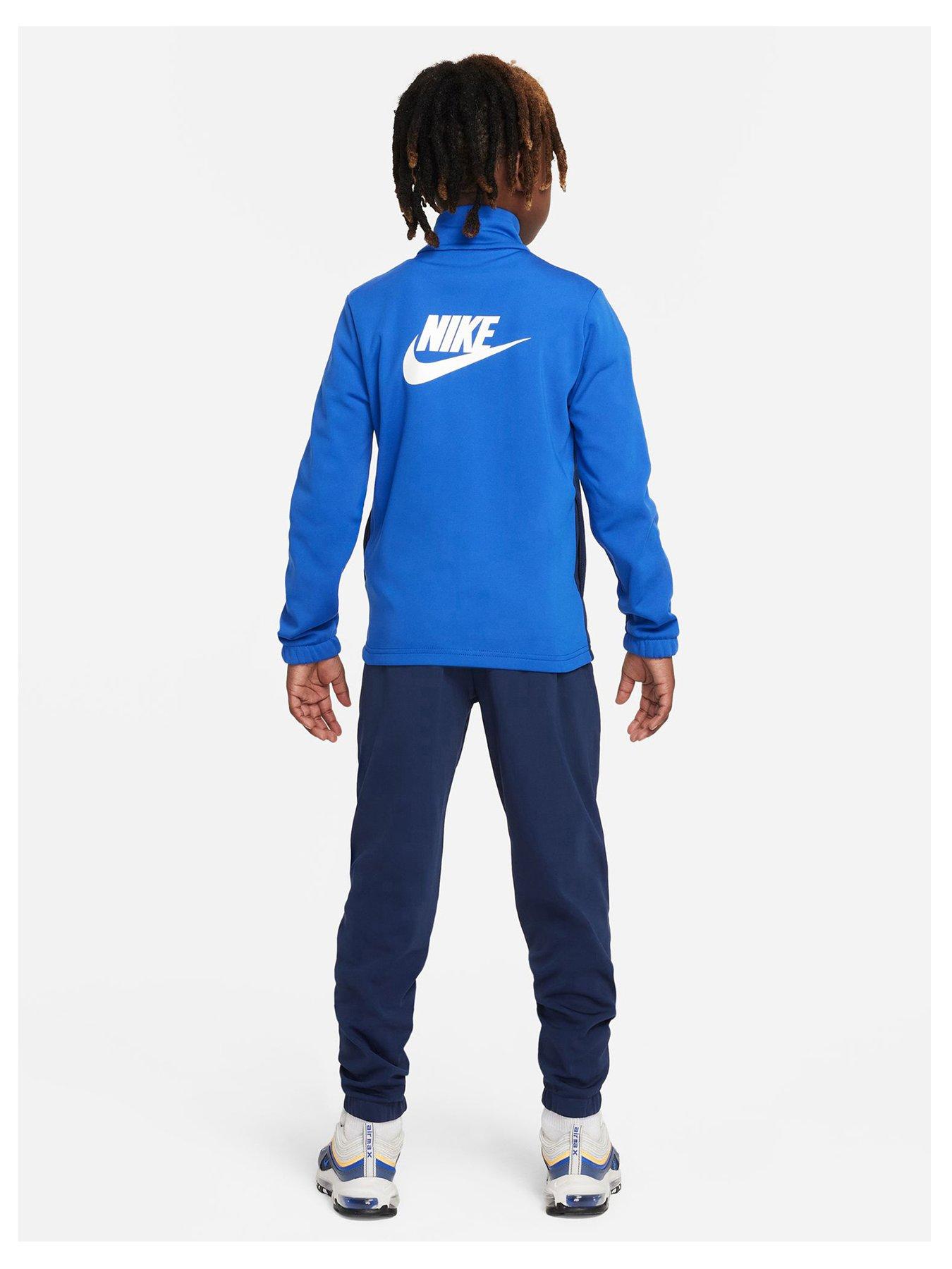 Blue nike poly on sale tracksuit