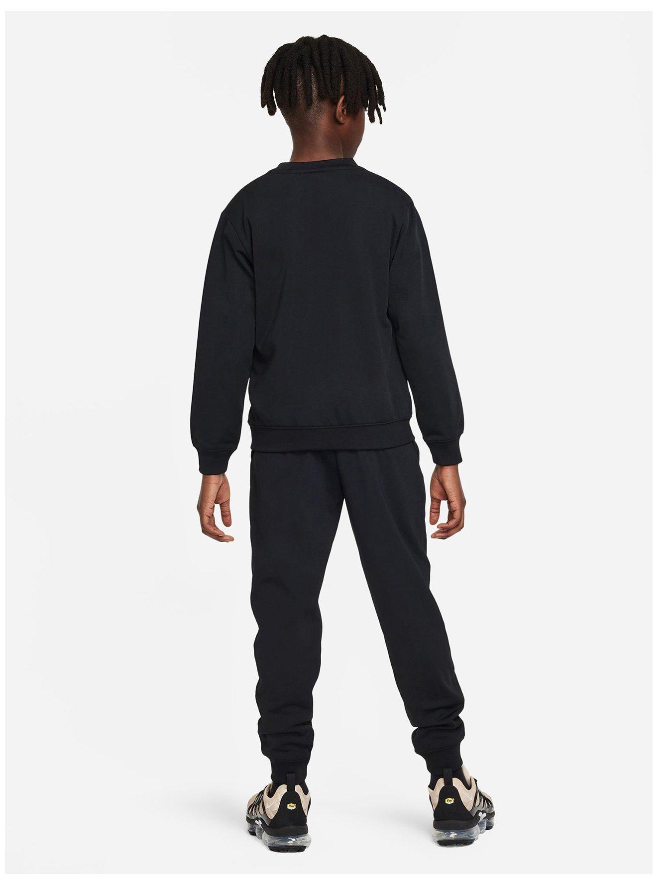  image of nike-older-unisex-poly-crew-tracksuit-blackwhite