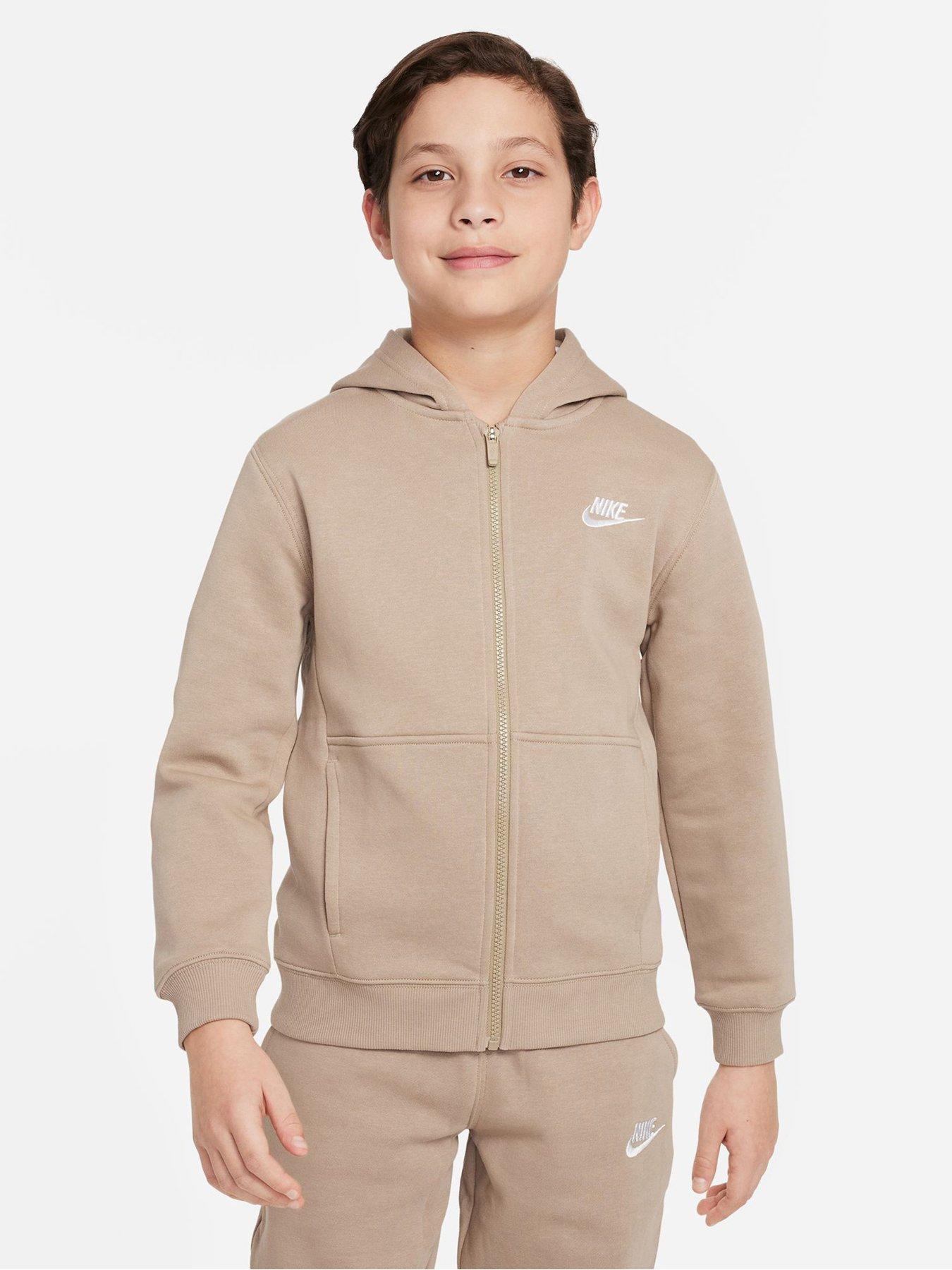 Nike Older Unisex Club Fleece Full Zip Tracksuit Khaki