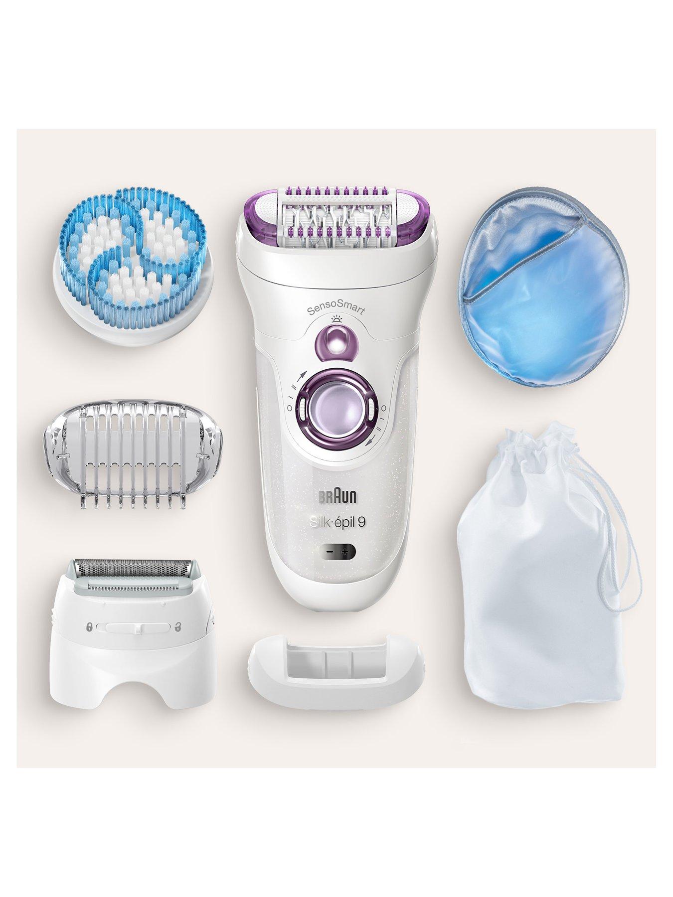 Braun Silk-épil 9, Epilator For Long Lasting Hair Removal, 4 Extras, Pouch,  Cooling Glove, 9-735