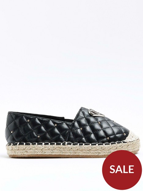 river-island-girls-quilted-espadrille-shoes-black