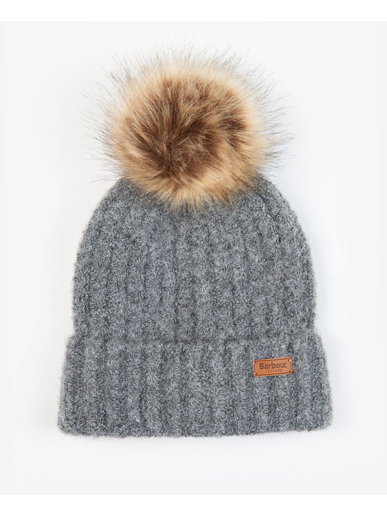  image of barbour-saltburn-beanie-amp-tartan-scarf-set-grey-rose