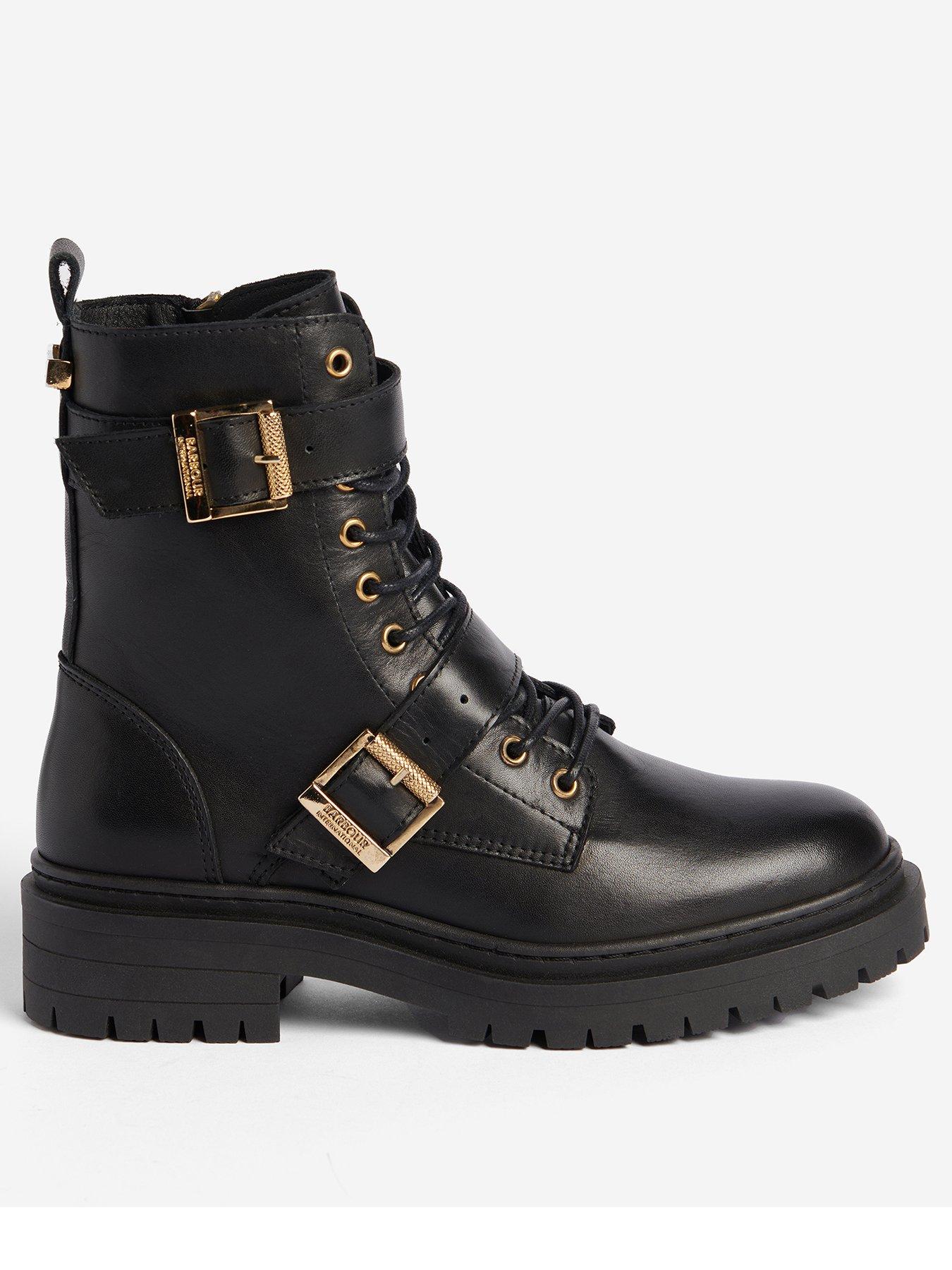 Barbour International Redgrave Buckle Leather Biker Boot - Black ...