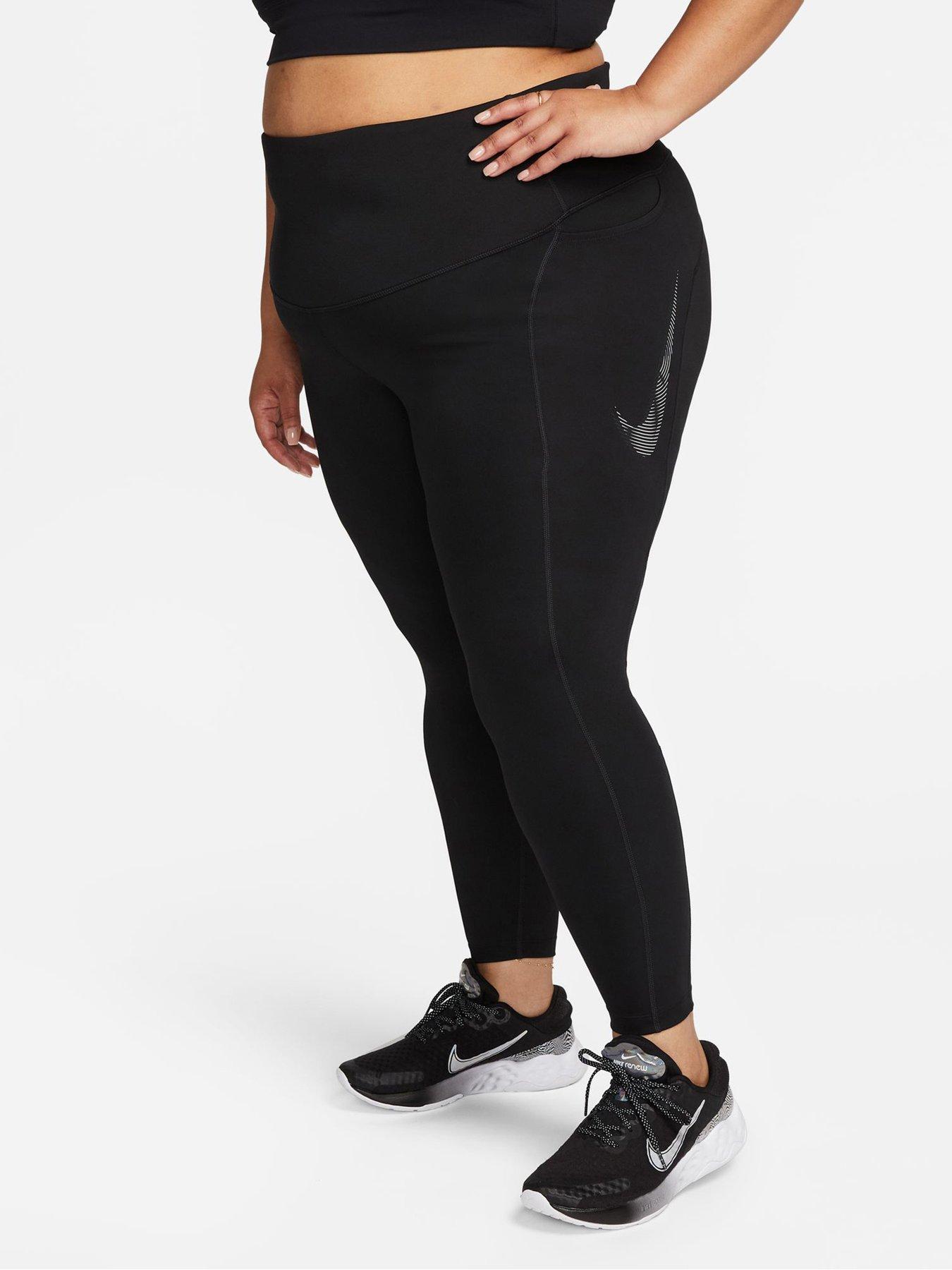 Nike Fast Women's Mid-Rise 7/8 Leggings - Black (Curve