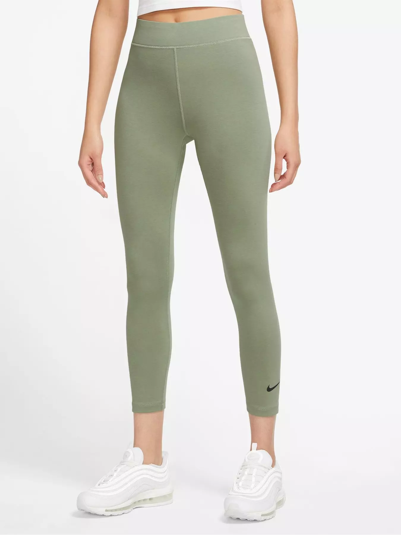 Women's Nike Pro High-Waisted Mesh Panel Tight Fit Leggings Olive