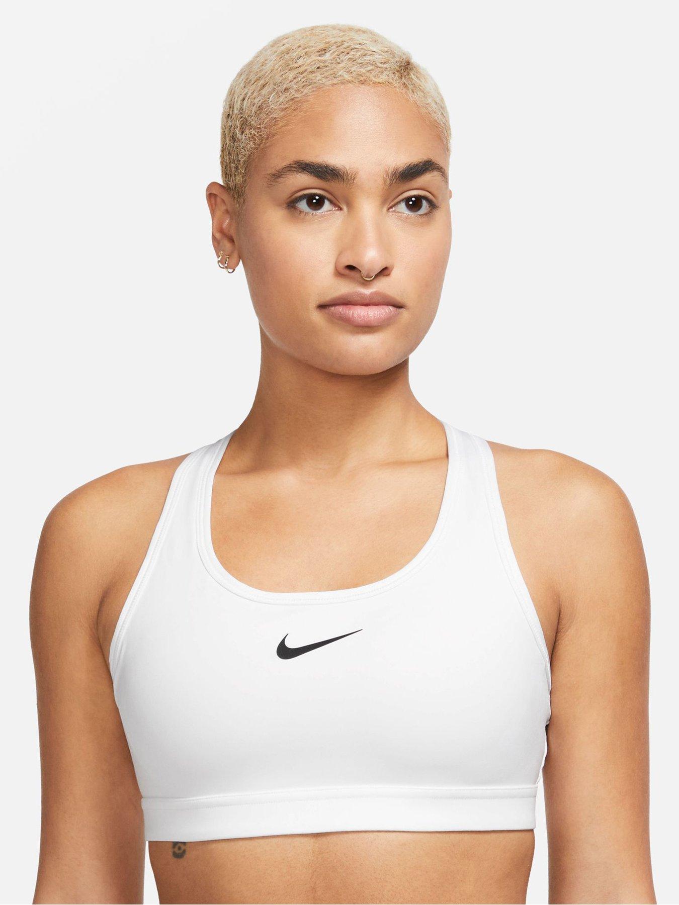 Nike Swoosh Medium Support Padded Sports Bra - Black/White