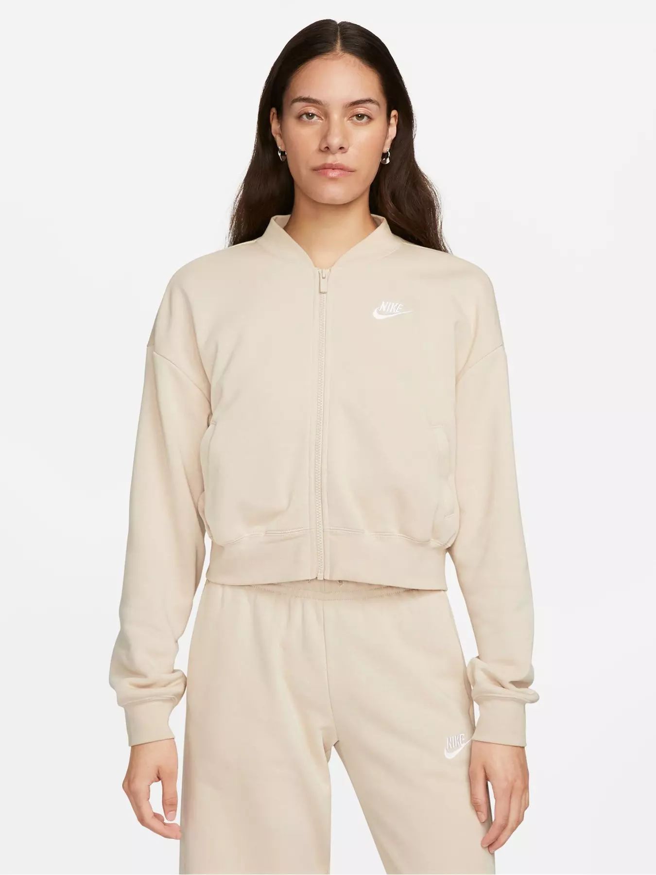 Nike Sportswear Club Fleece Women's Oversized Crop Graphic Hoodie Size -  Small, Orange Trance/Heather-white