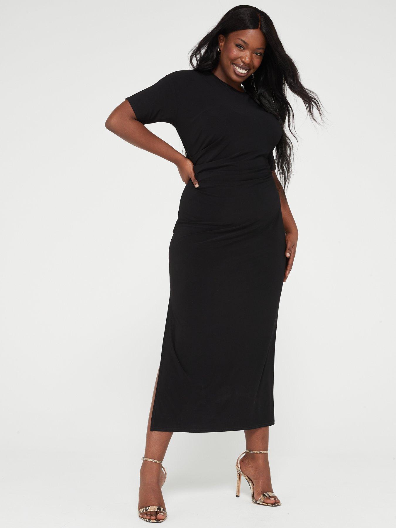 V by Very Curve Maxi T Shirt Dress Black littlewoods