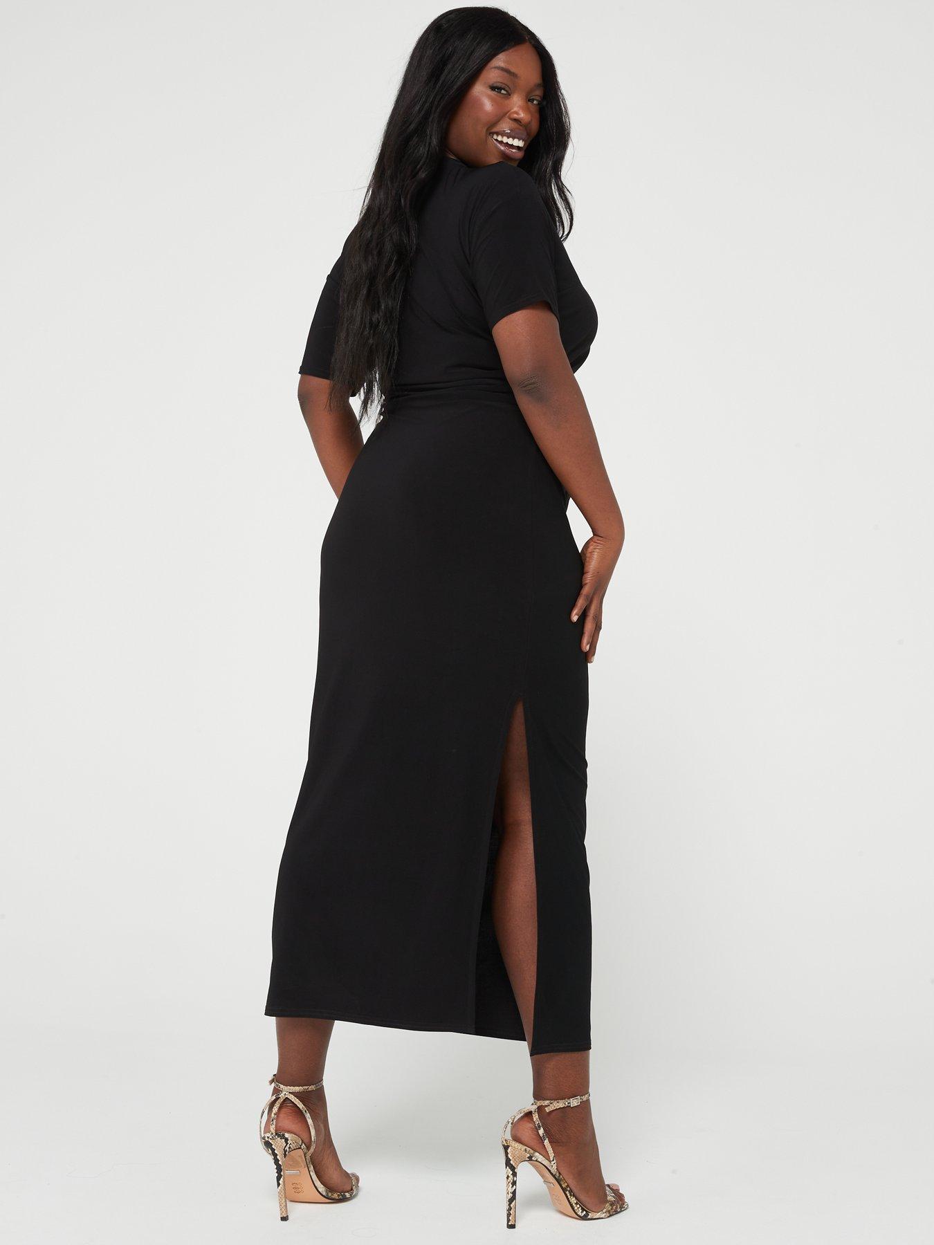 V by Very Curve Maxi T Shirt Dress Black littlewoods