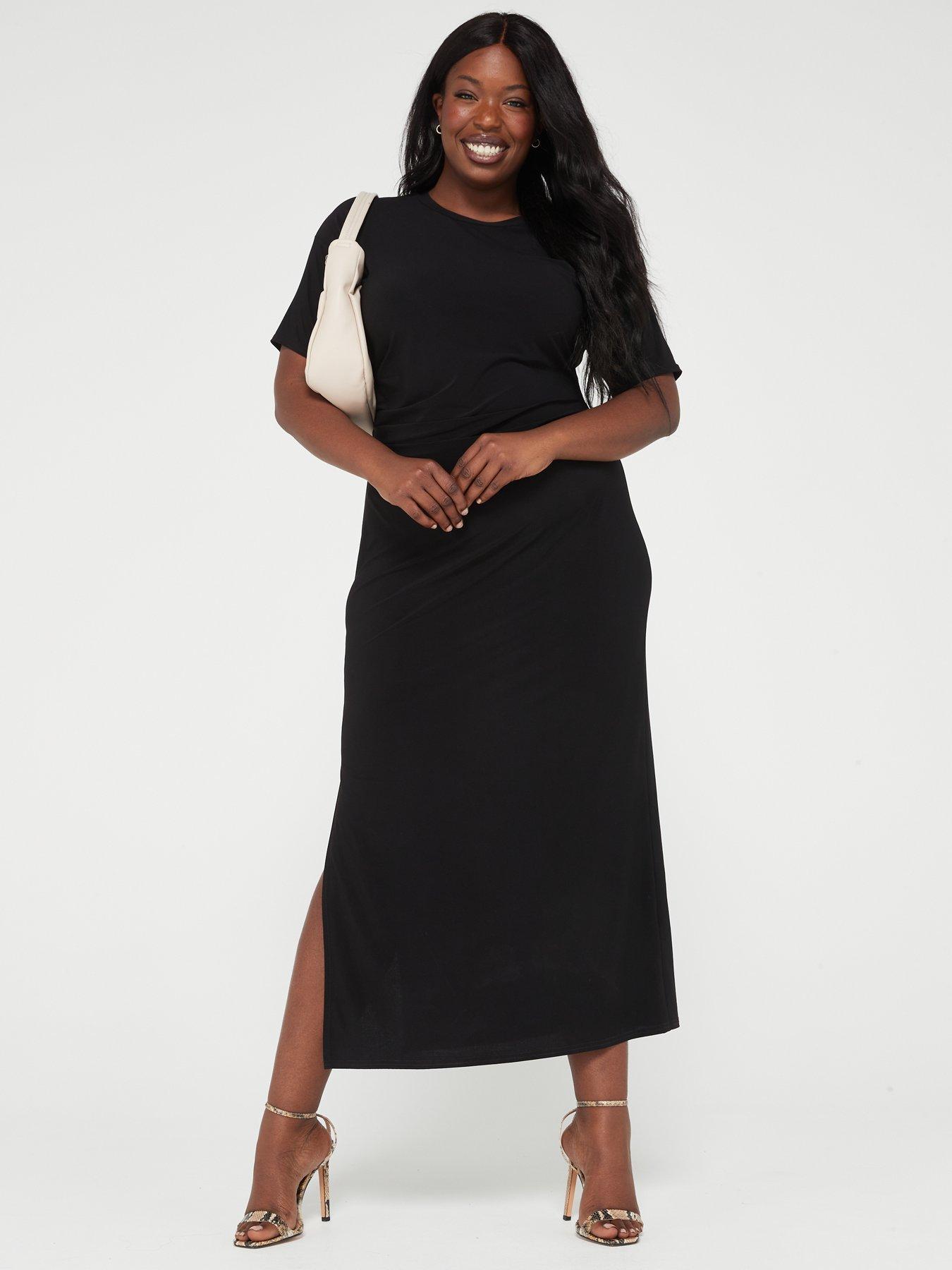 V by Very Curve Maxi T Shirt Dress Black littlewoods