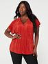  image of v-by-very-curve-plisse-batwing-t-shirt-red