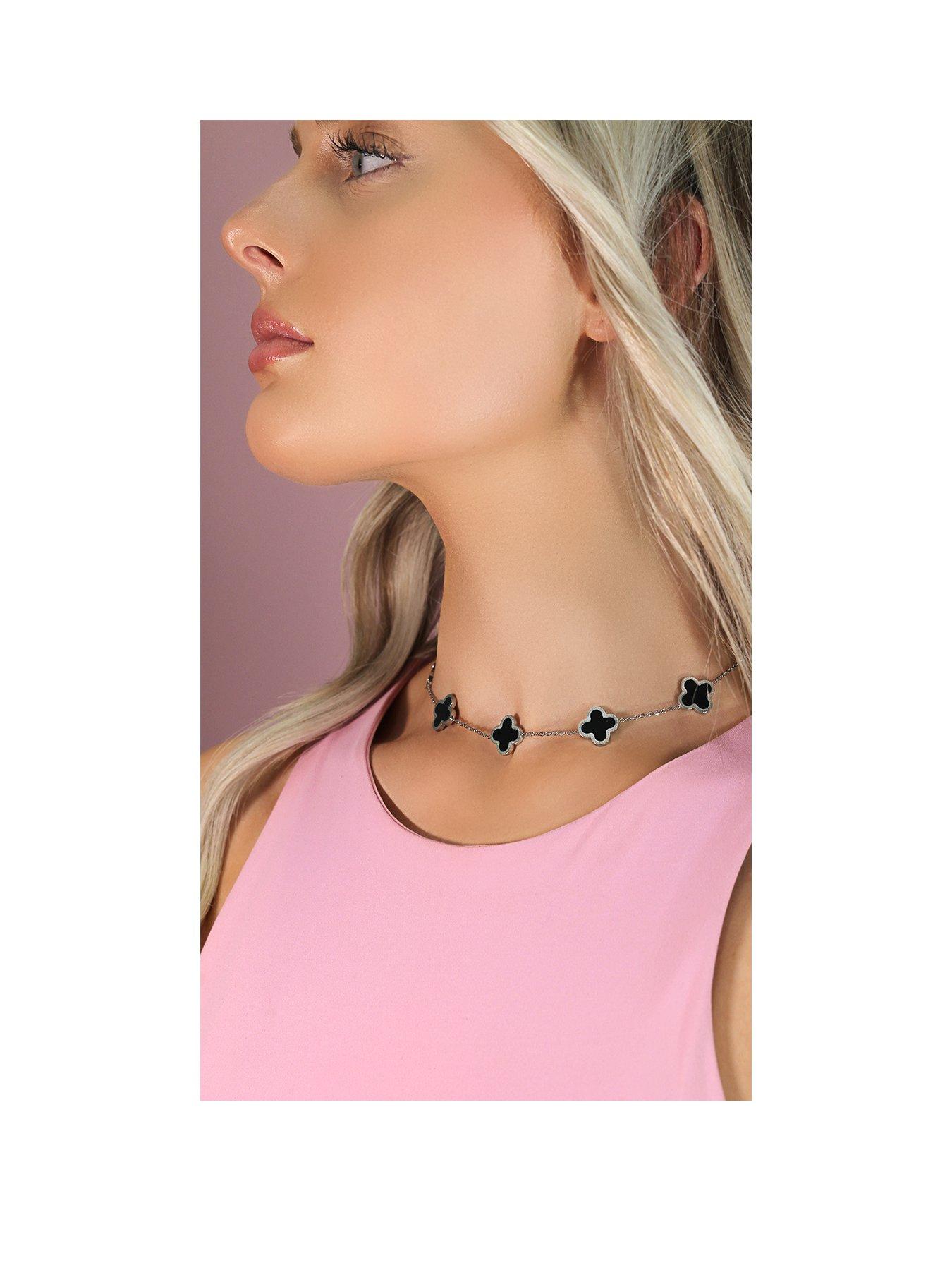 Say It With Diamonds Luck Choker Necklace - Silver & Black