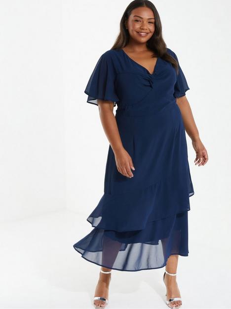 quiz-curve-short-sleeve-midi-dress-with-frill-hem-blue