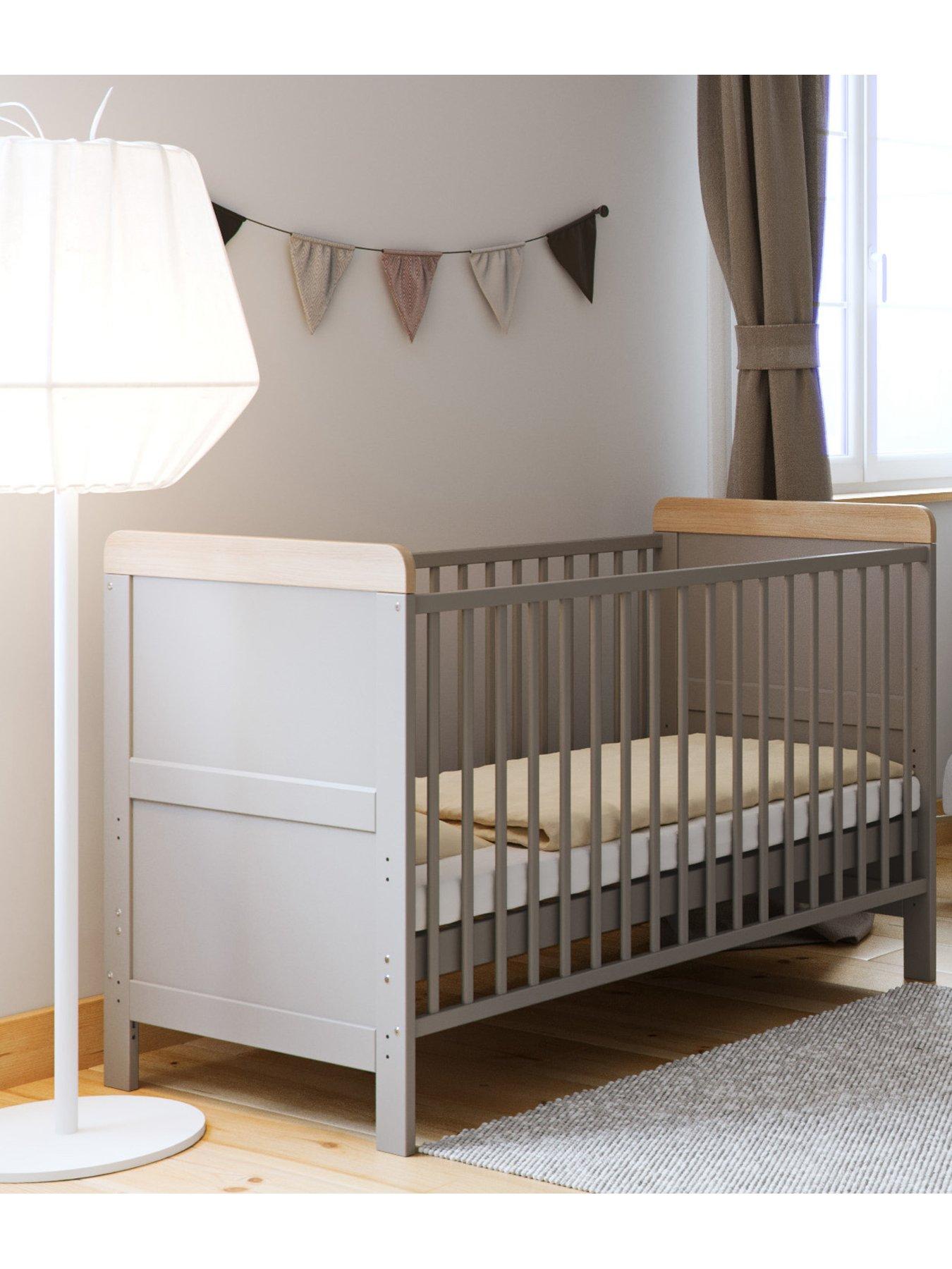 Little Acorns Classic 2-Tone Cot Bed - Grey/Oak