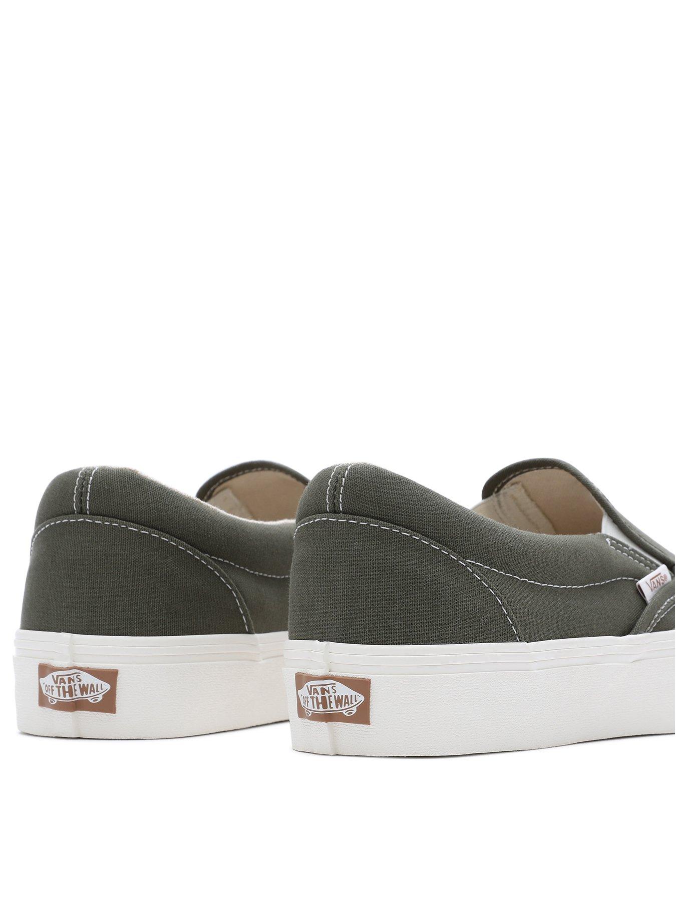 Vans olive green slip on sale ons