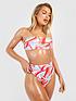  image of boohoo-abstract-print-bandeau-high-waist-bikini-set-multi
