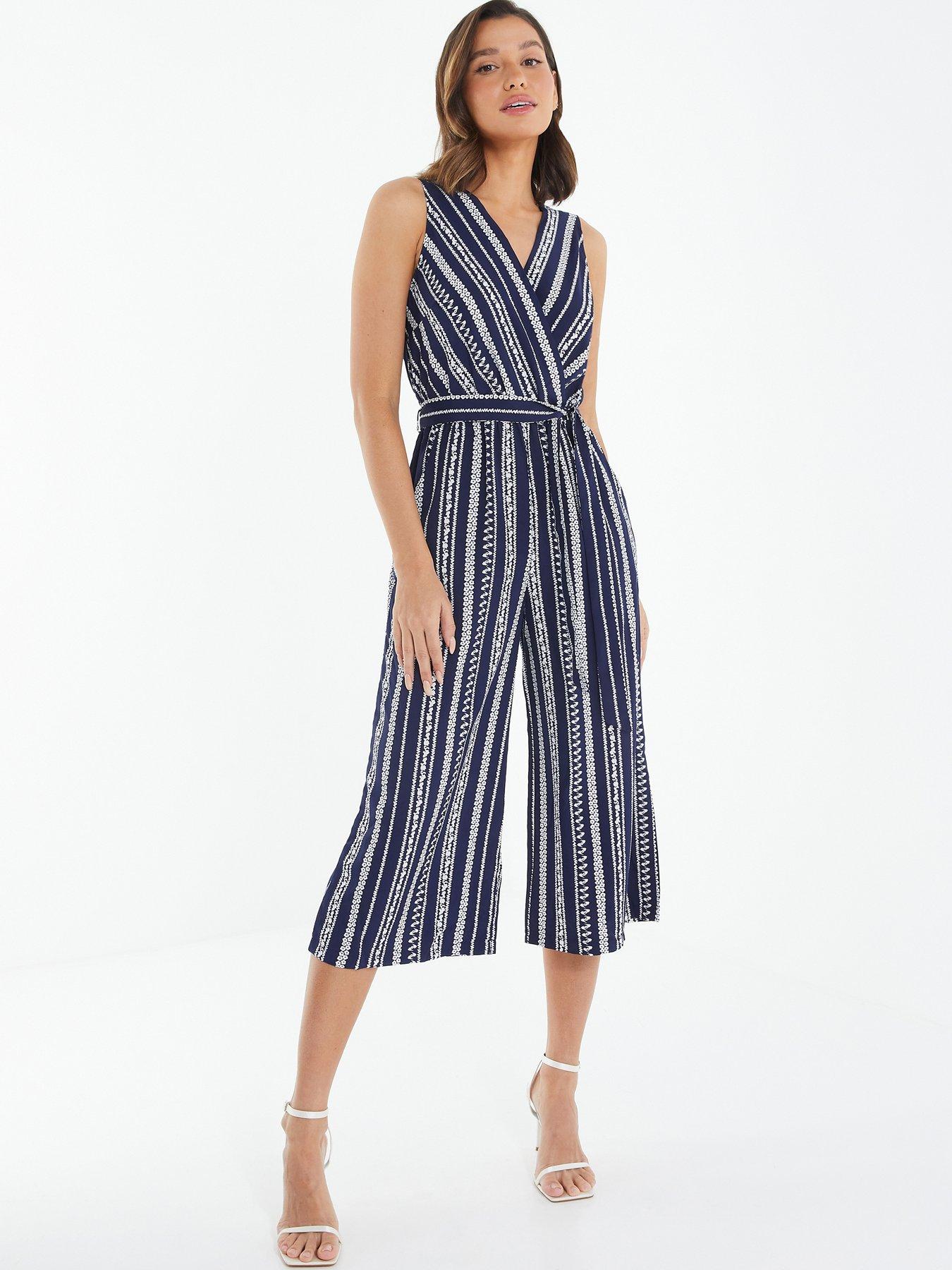 Black and white striped cheap culotte jumpsuit