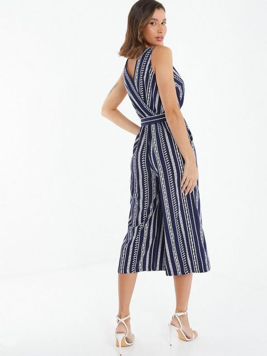 stillFront image of quiz-stripe-print-culotte-jumpsuit