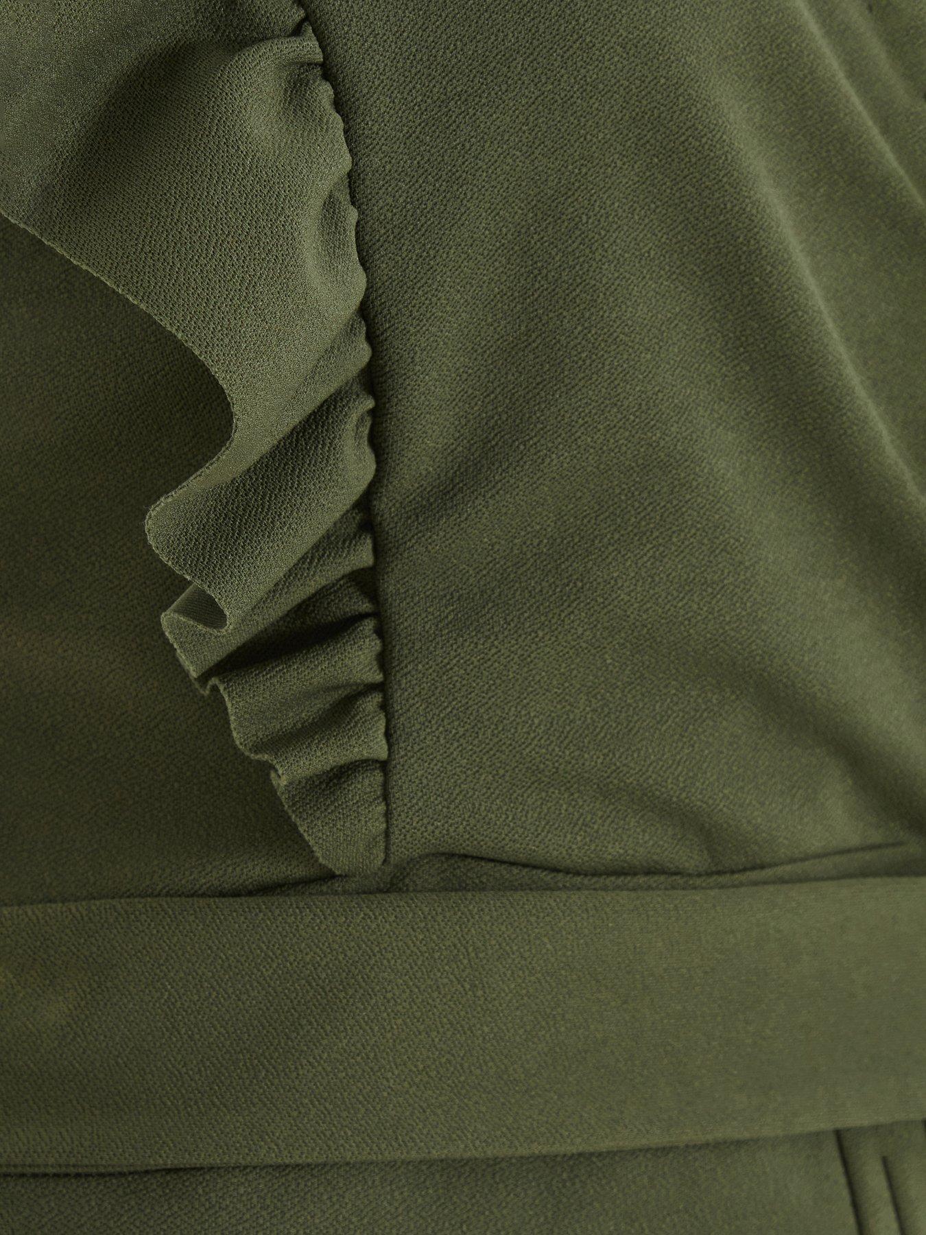  image of quiz-wrap-frill-front-culotte-jumpsuit-khaki