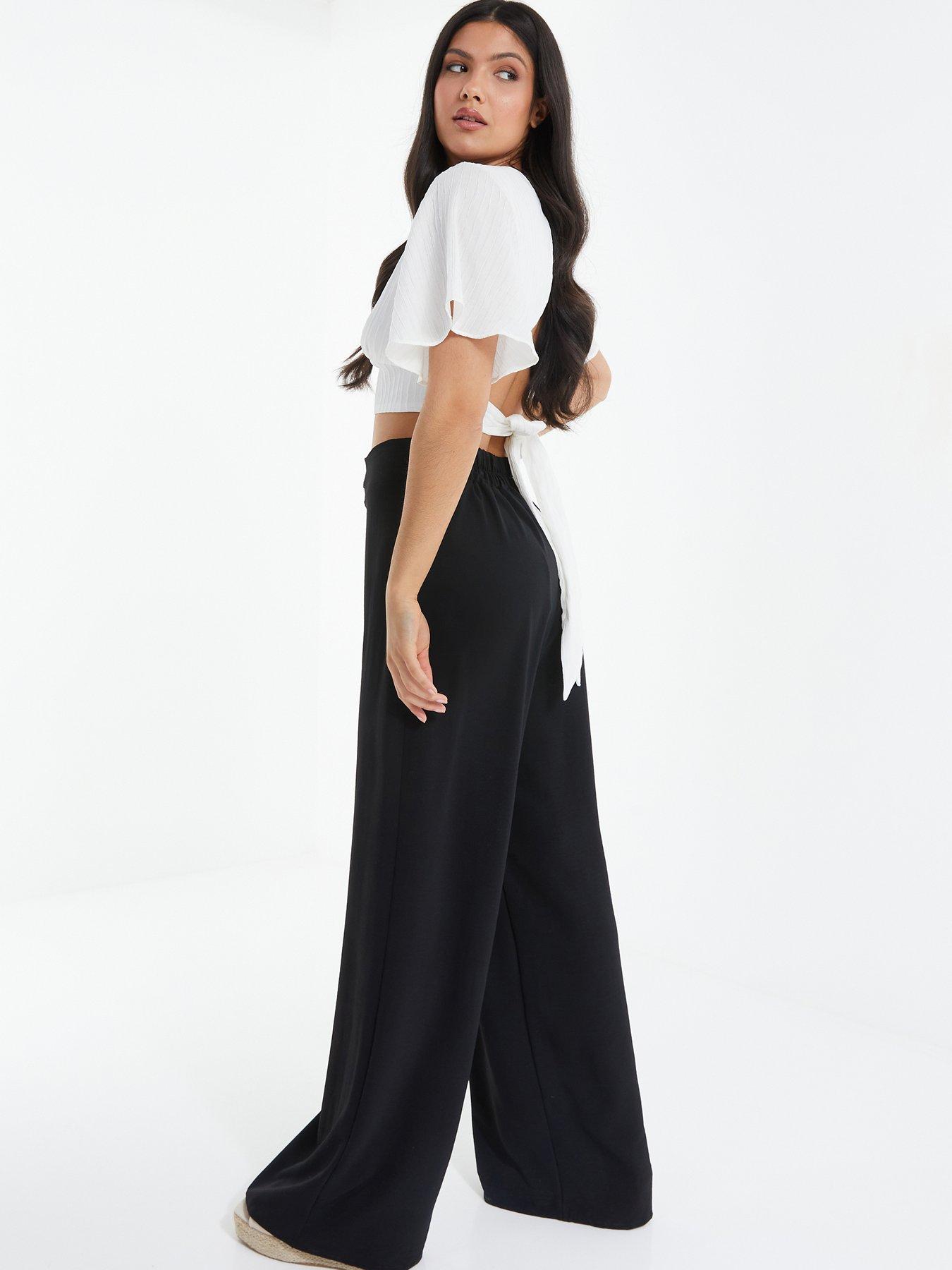 Quiz black wide leg trousers hotsell