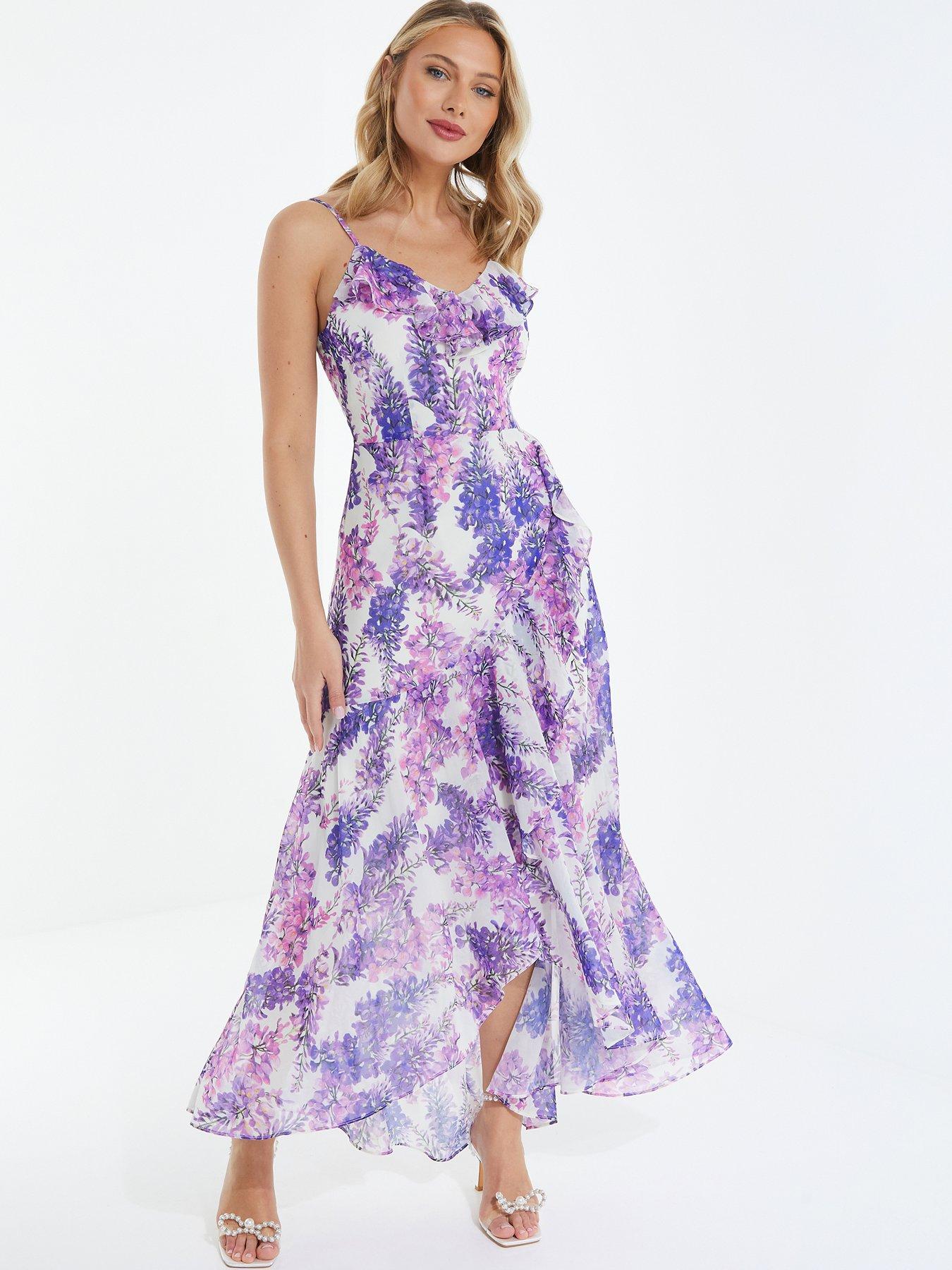 Floral Print Frill Maxi Dress