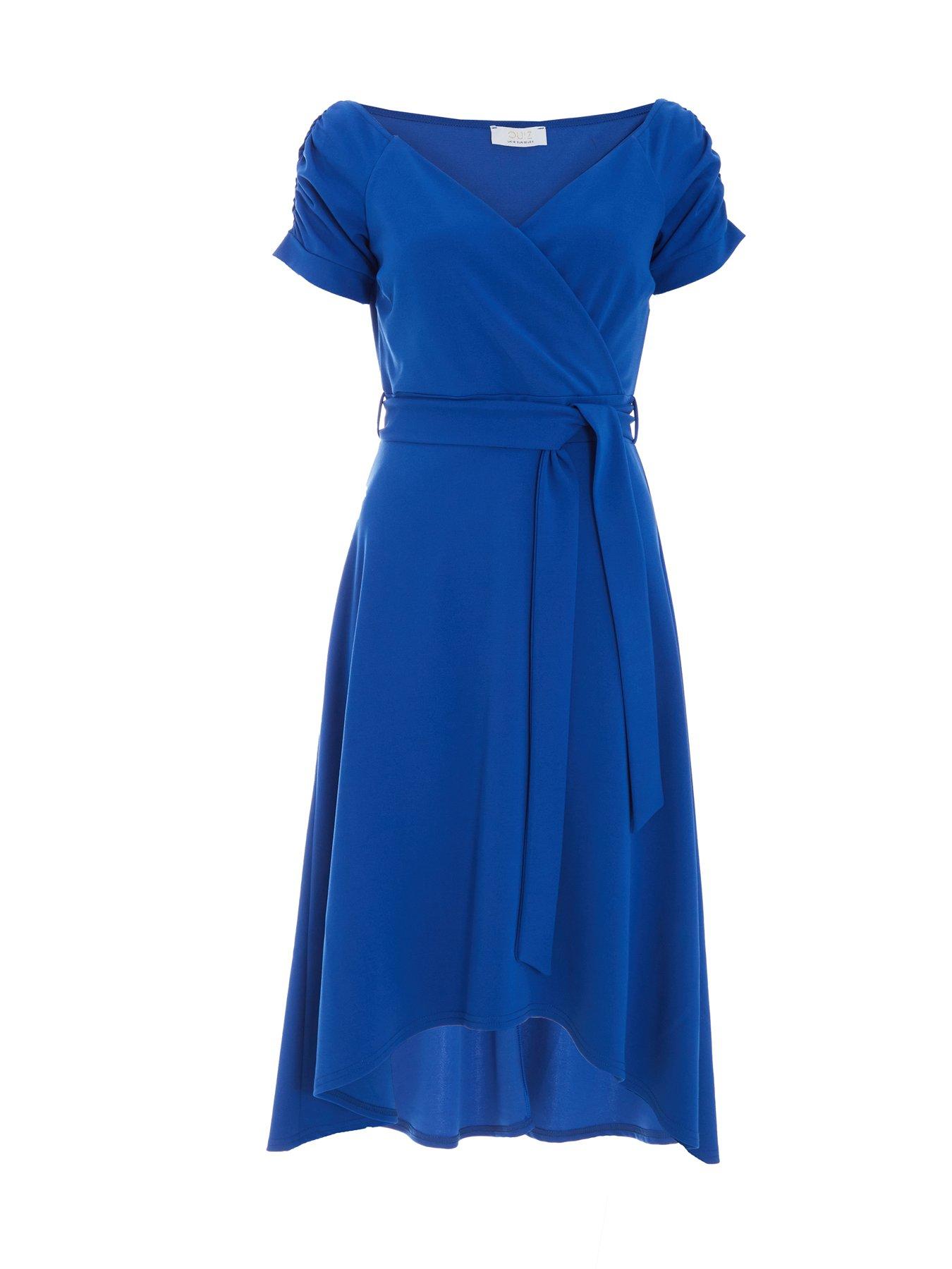  image of quiz-bardot-dip-hem-midi-dress-bright-blue