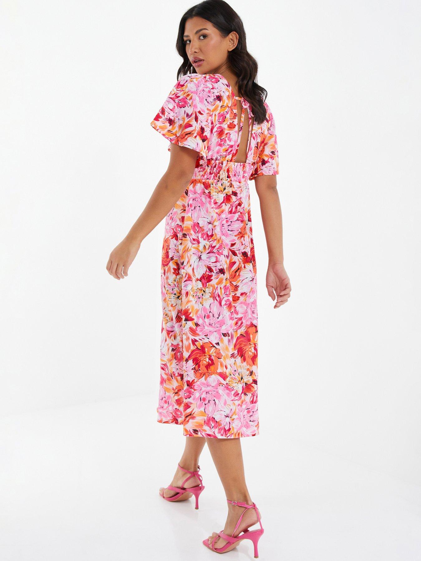Quiz Floral Wrap Midi Dress