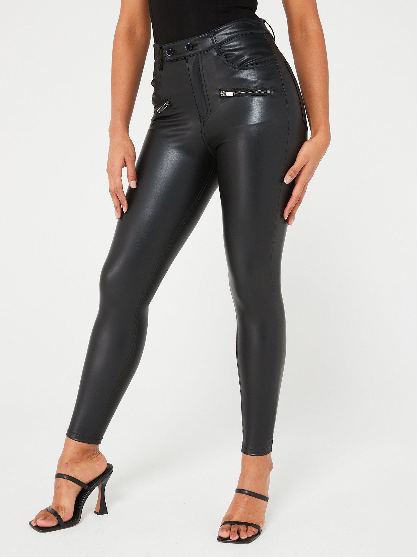 Black leather skinny clearance trousers