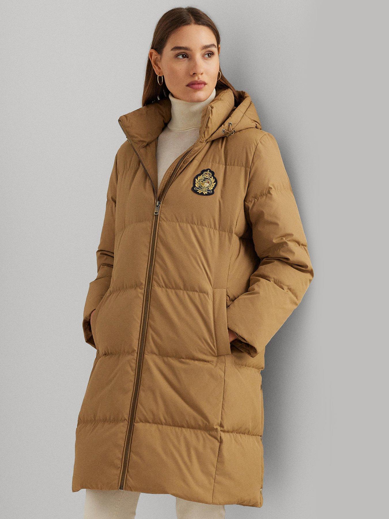 Hooded Crest Patch Insulated Coat Classic Camel