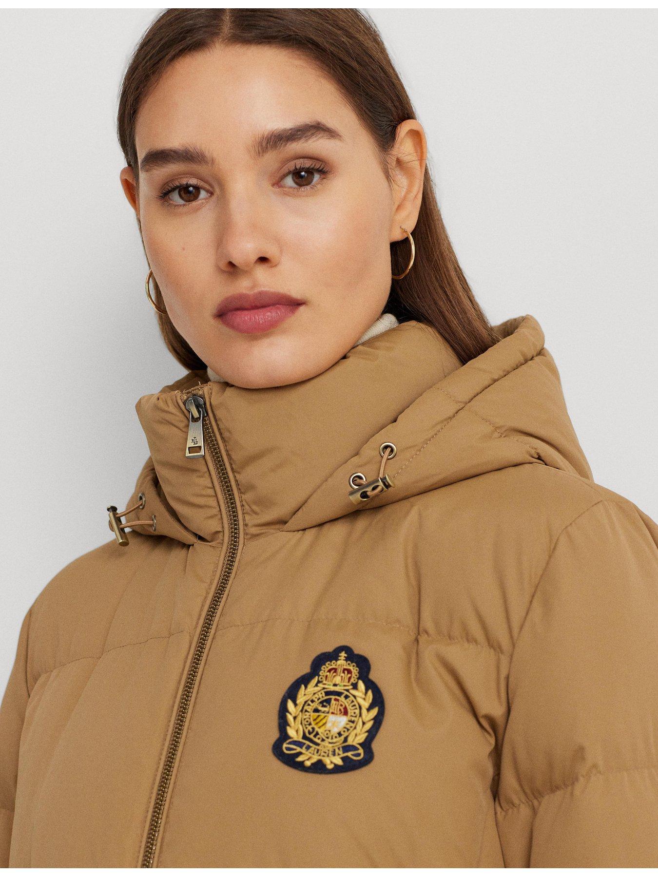 Lauren by Ralph Lauren Hooded Crest Patch Insulated Coat Classic Camel littlewoods