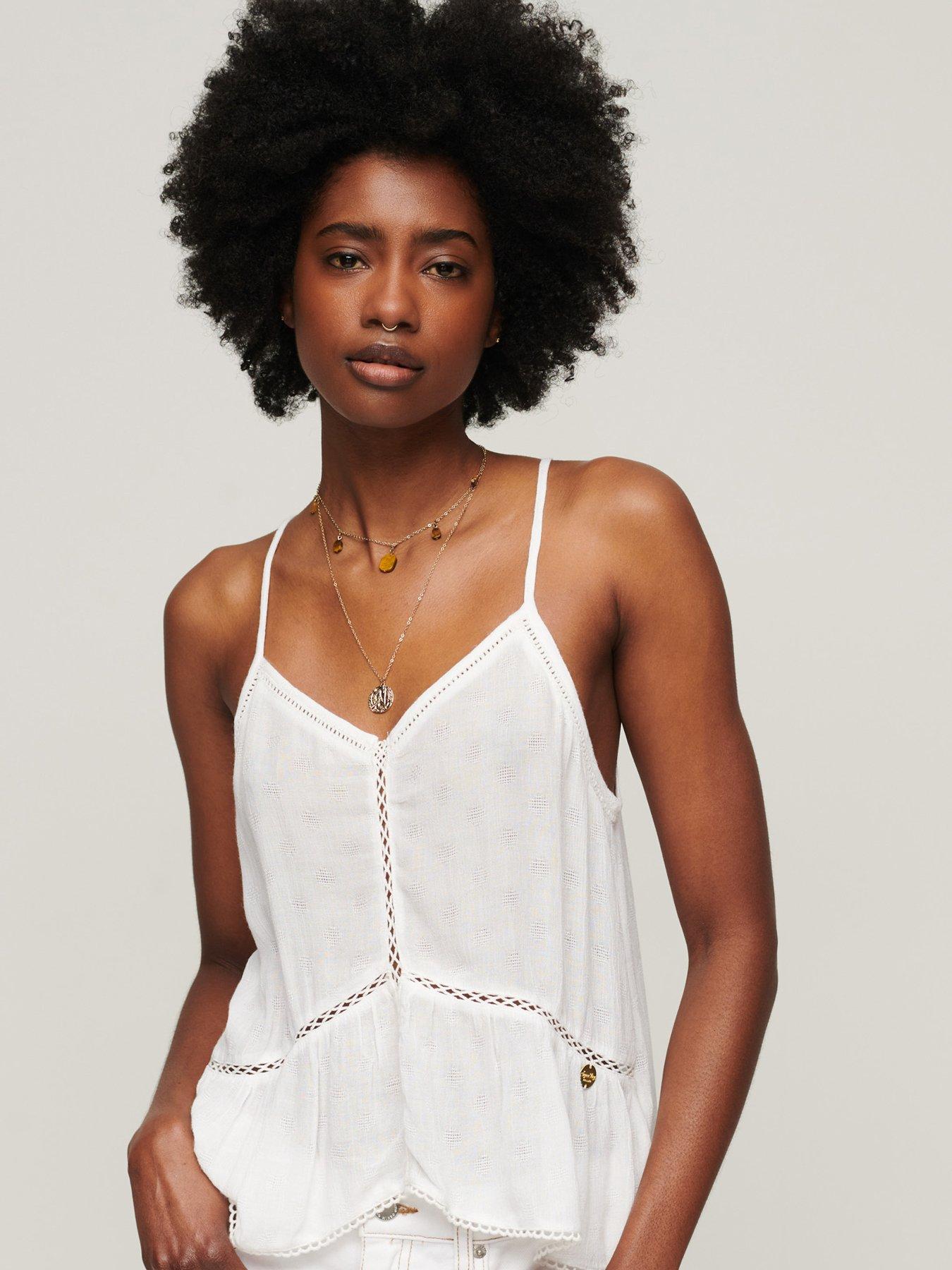 undefined Vintage Ladder Trim Cami - White