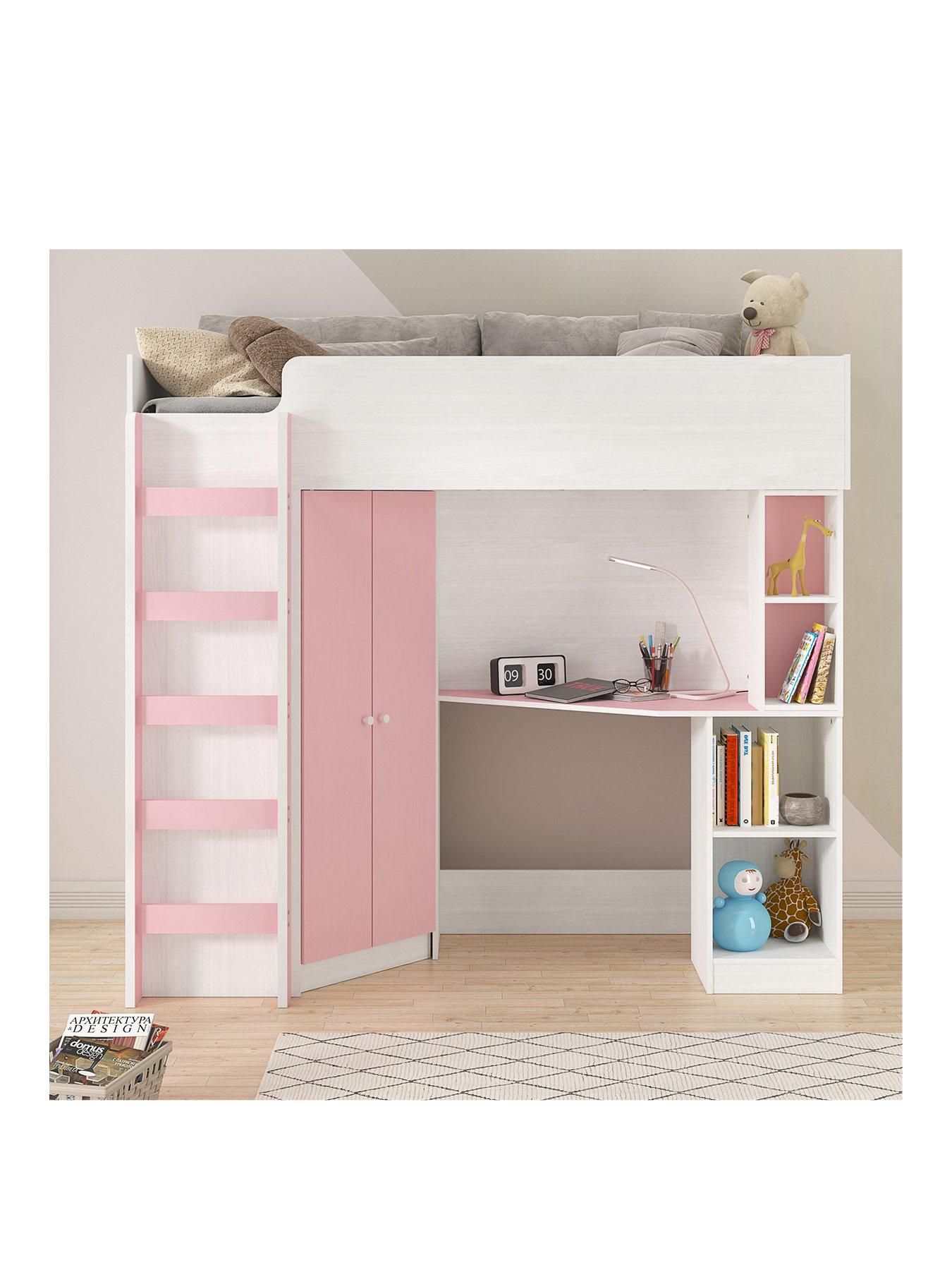 Very Home Miami Fresh High Sleeper Bed with Mattress Options (Buy and SAVE!) - Pink