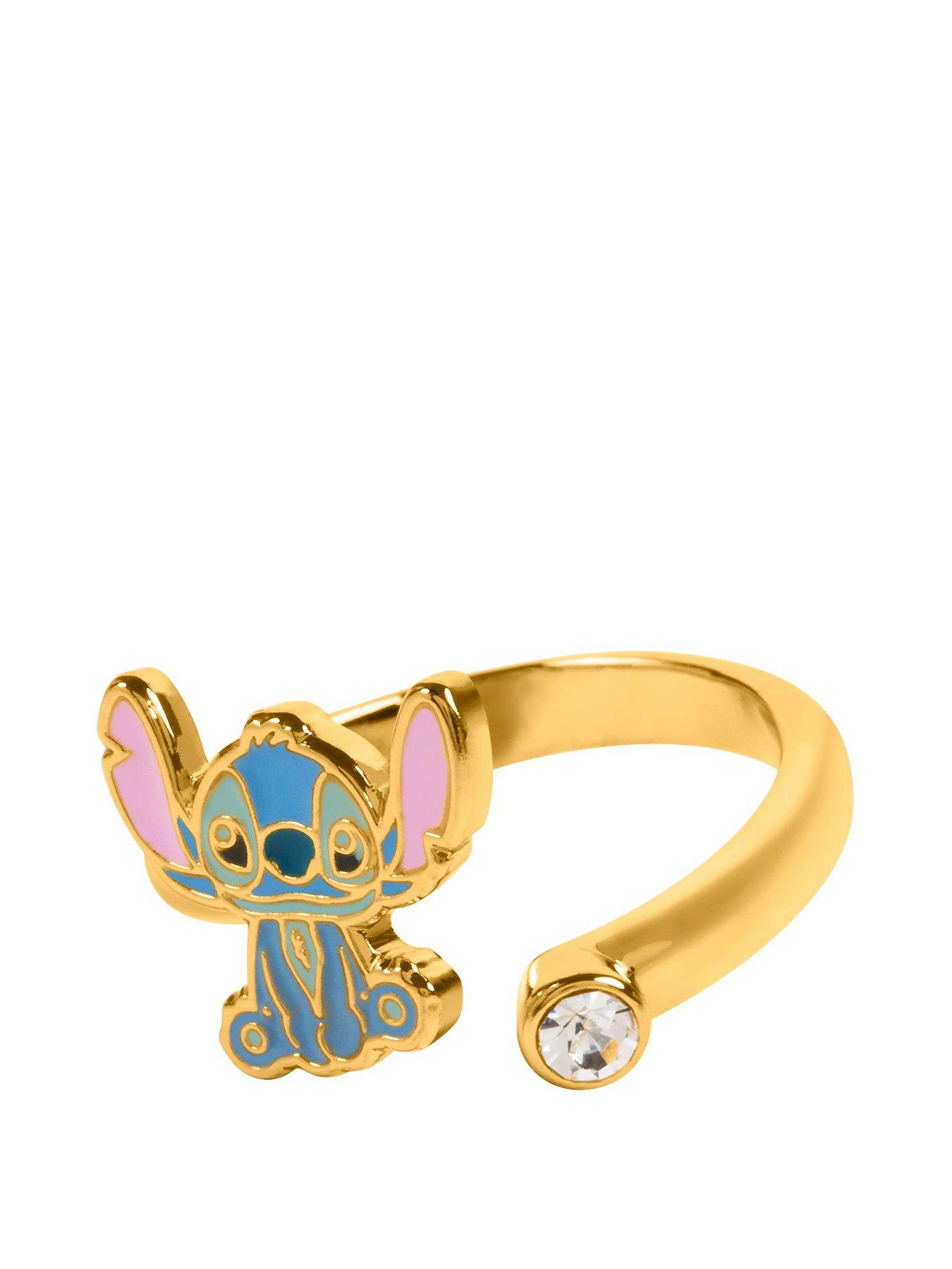 Disney Lilo Stitch Blue Pink Gold Plated Clear Stone Ring littlewoods