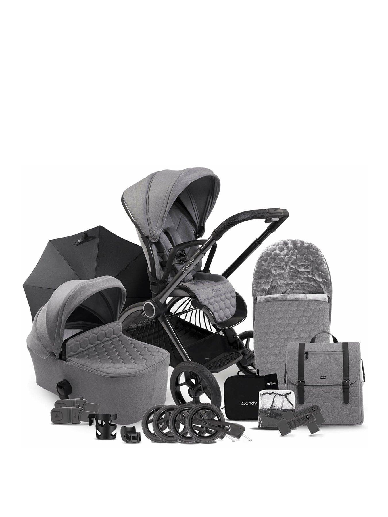 iCandy Core Complete Bundle Pushchair Carrycot Footmuff Accessories Light Grey littlewoods