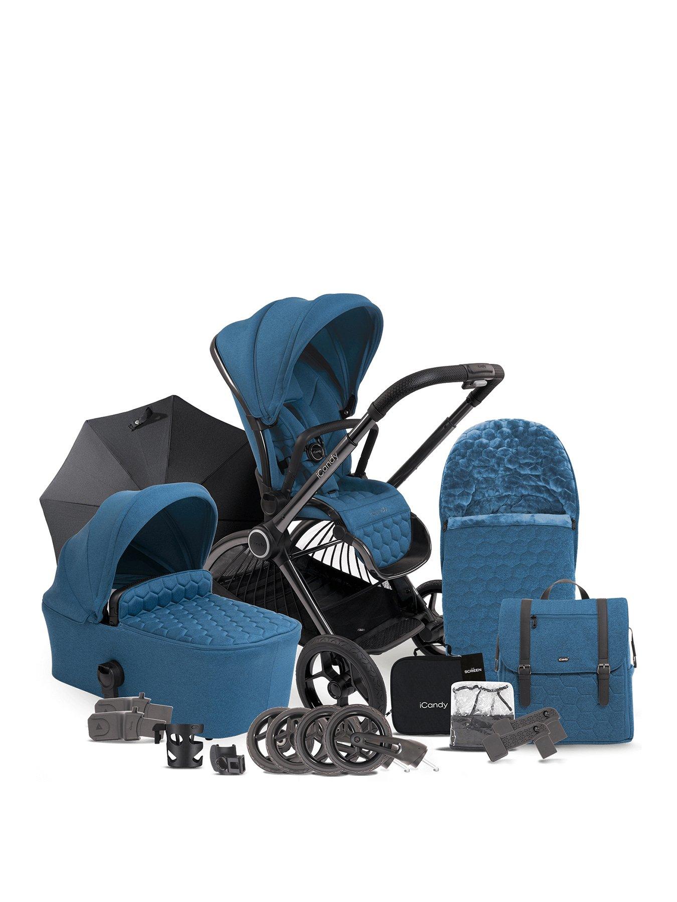 iCandy Core Complete Bundle Pushchair Carrycot Footmuff Accessories Atlantis Blue littlewoods