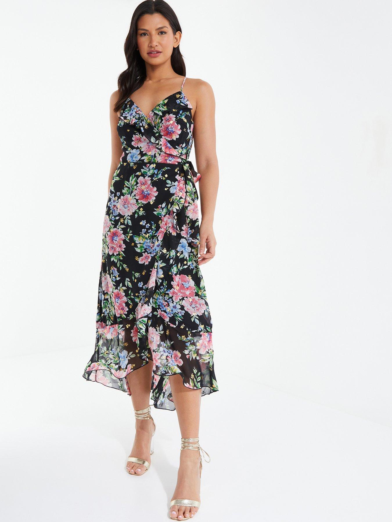 Pour Moi Lily Chiffon Frill Midaxi Dress - Floral