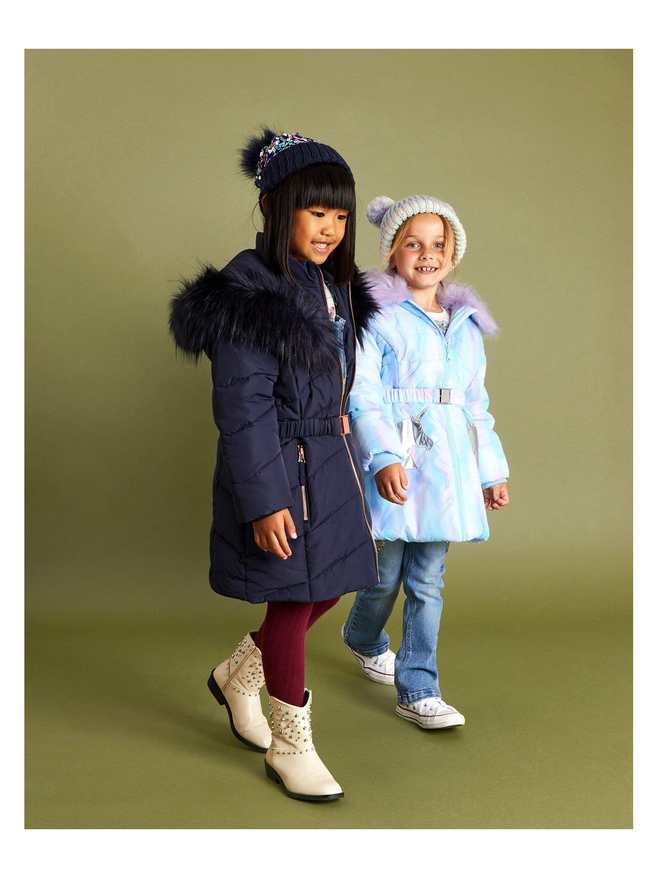 Girls fur 2025 hooded coat