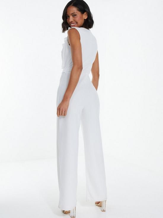 stillFront image of quiz-white-frill-wrap-palazzo-jumpsuit