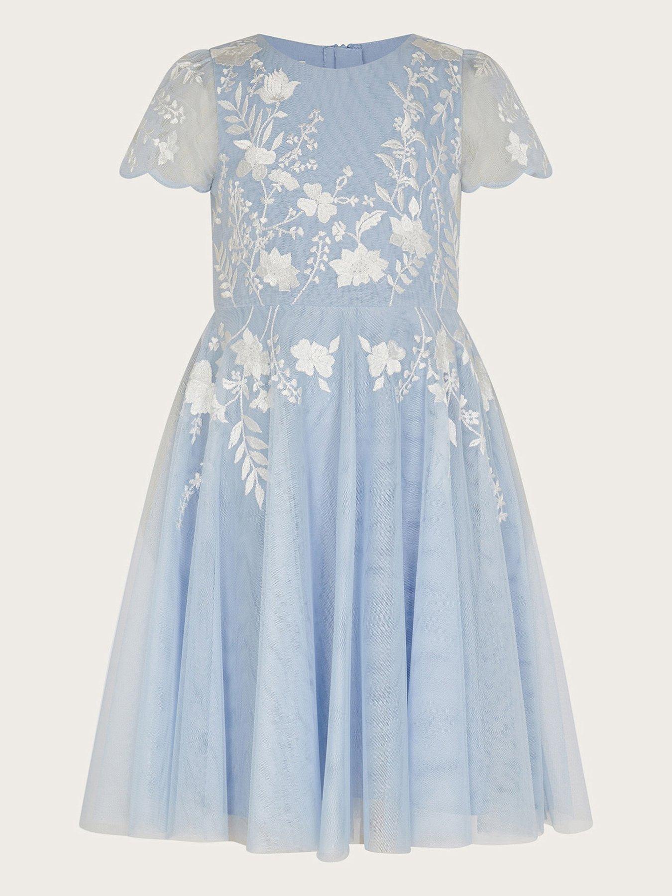 Girls Emmy Embroidered Tulle Party Dress Blue