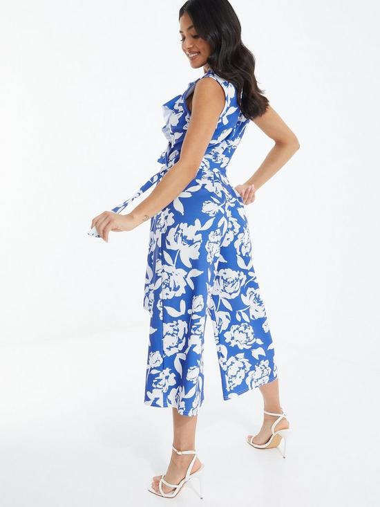 stillFront image of quiz-petite-royal-blue-floral-culotte-jumpsuit