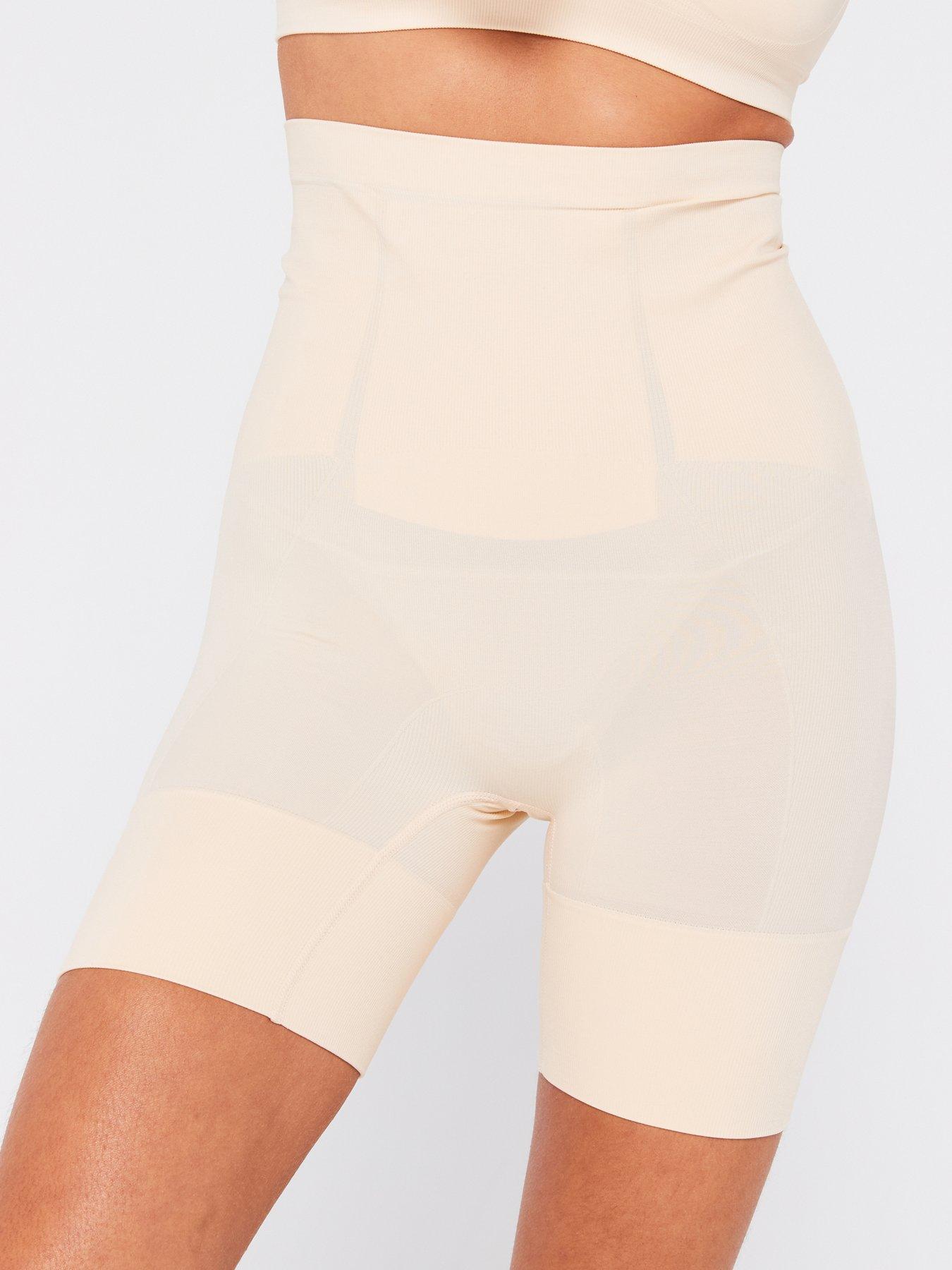 $72 Spanx Women's Beige Solid High Waist Mid Thigh Shorts