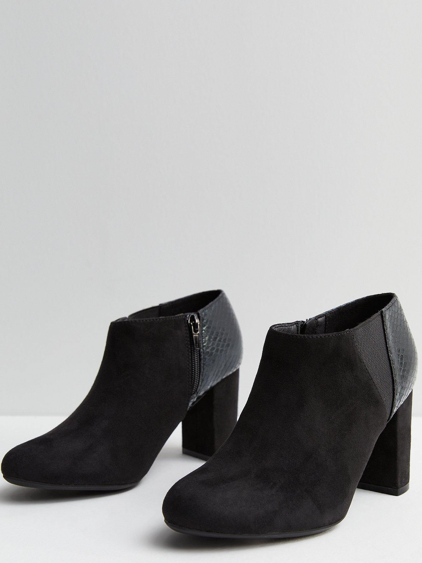 New look black block heel best sale ankle boots