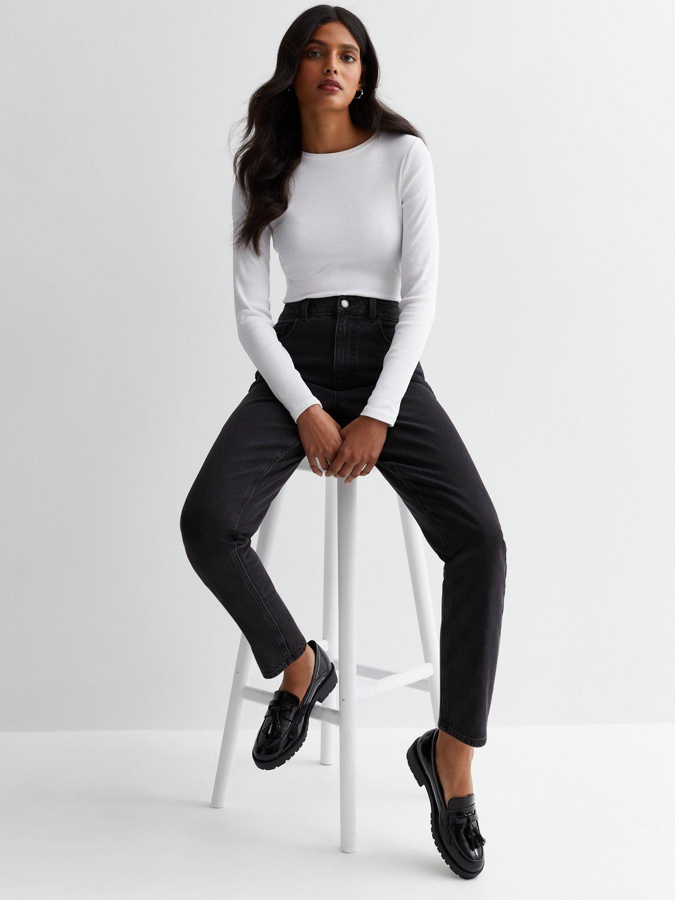 undefined High Waist Tori Mom Jeans - Black
