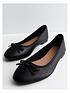  image of new-look-extra-wide-fit-black-leather-look-bow-front-ballerina-pumps