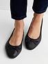  image of new-look-extra-wide-fit-black-leather-look-bow-front-ballerina-pumps
