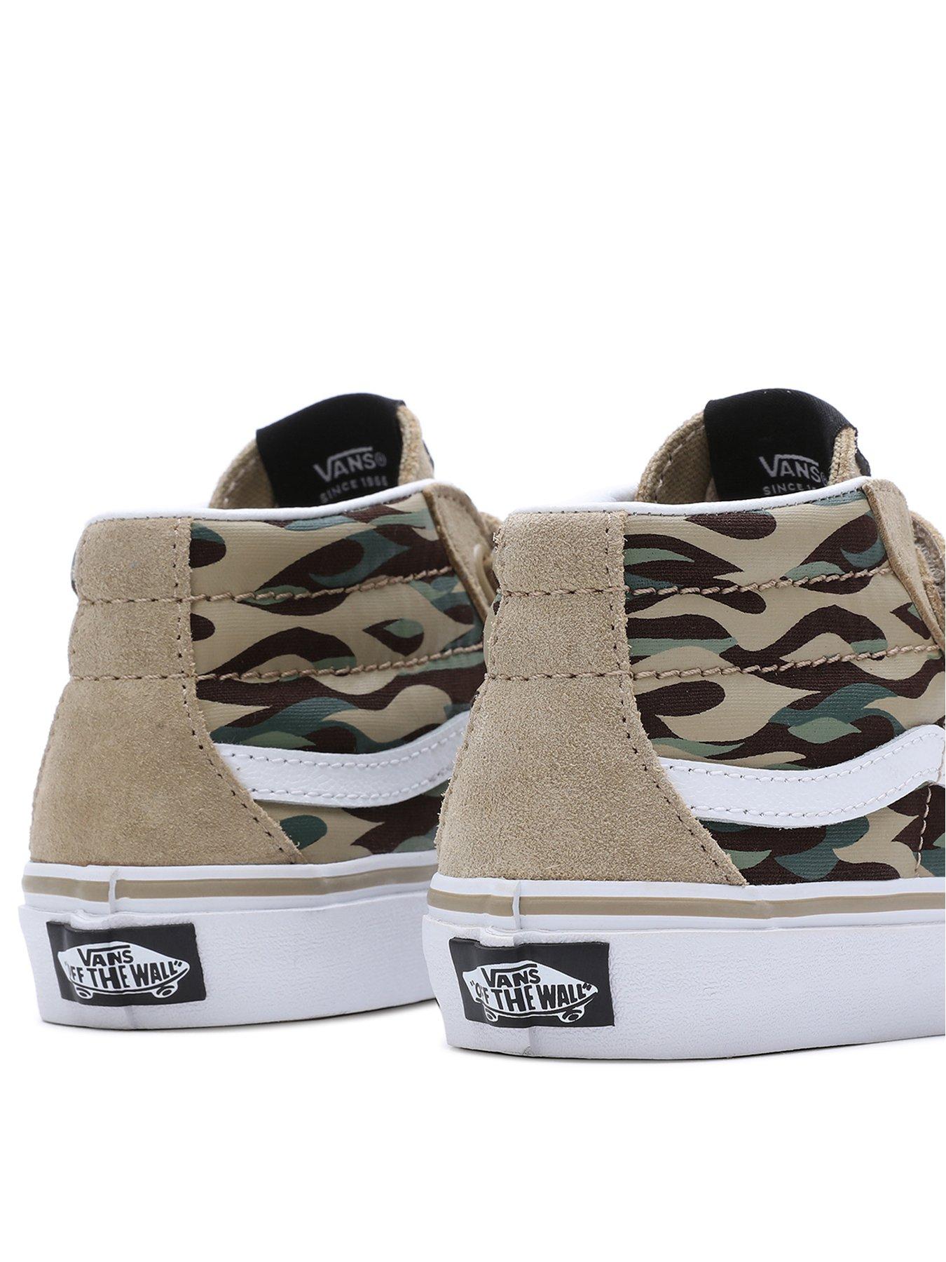 Sk8 mid Reissue Flame Camo Velcro Younger Trainers Light Brown