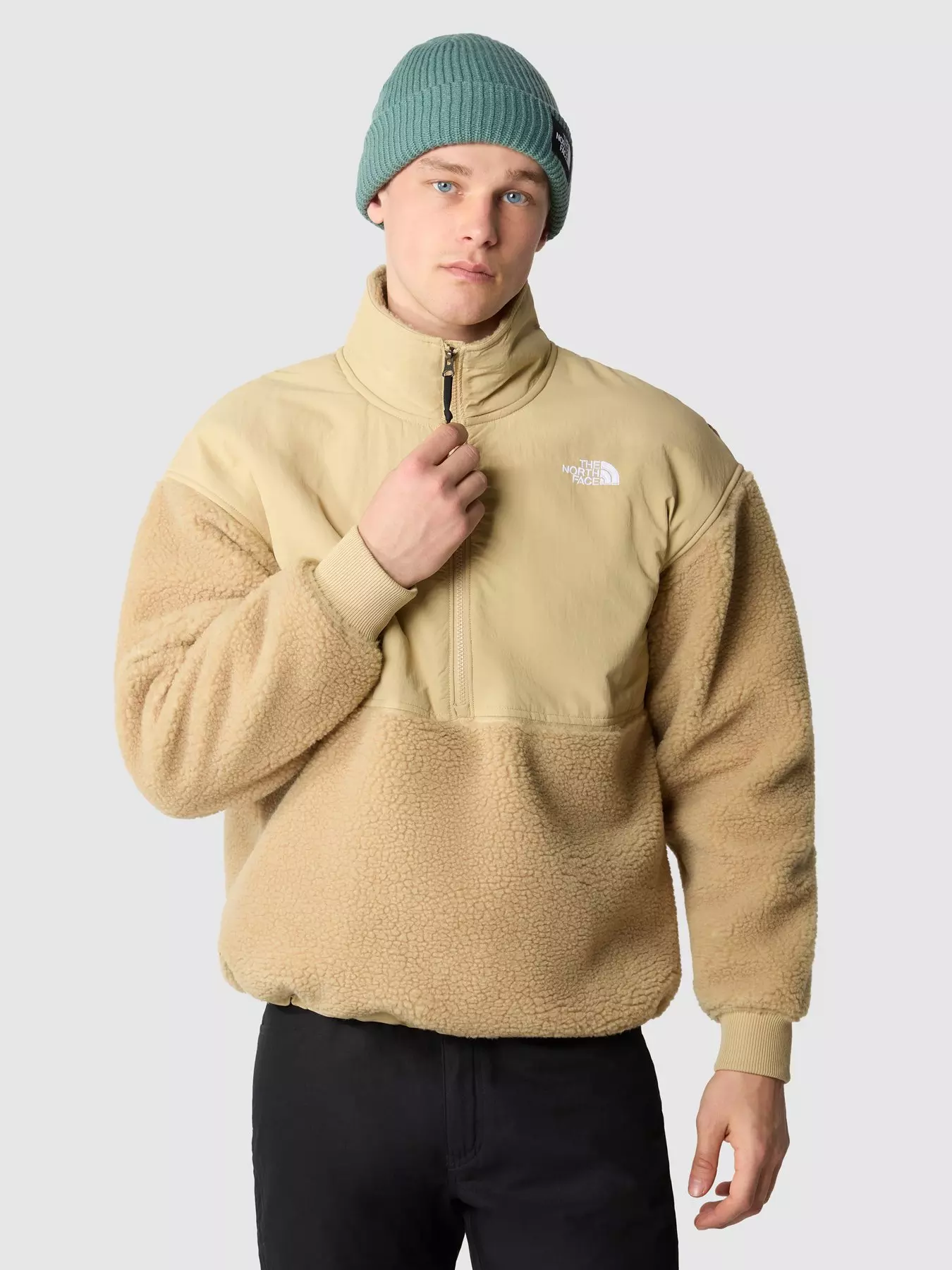 khaki north face fleece