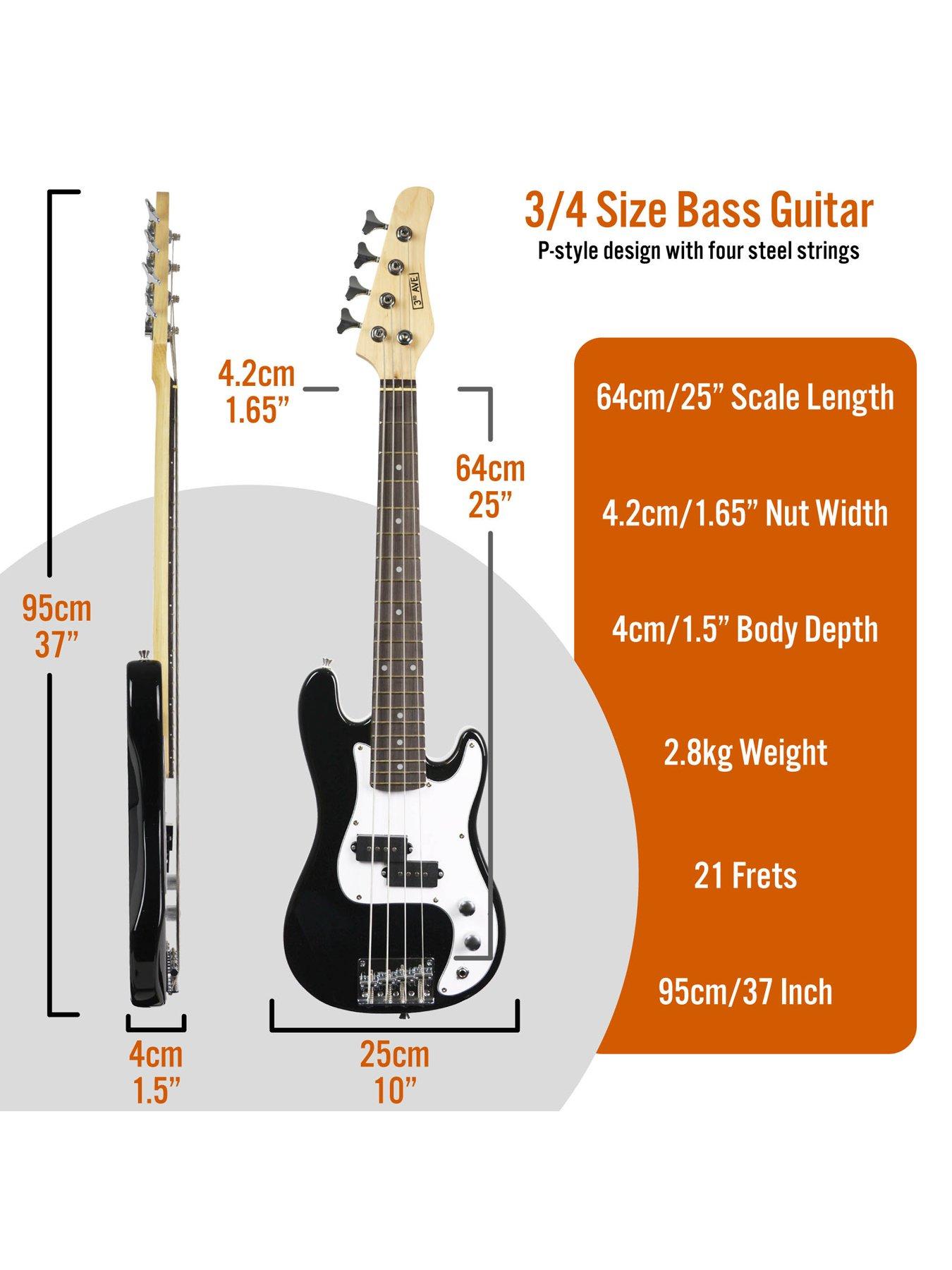 3rd Avenue 3/4 Short Scale Bass Guitar Starter Pack Black
