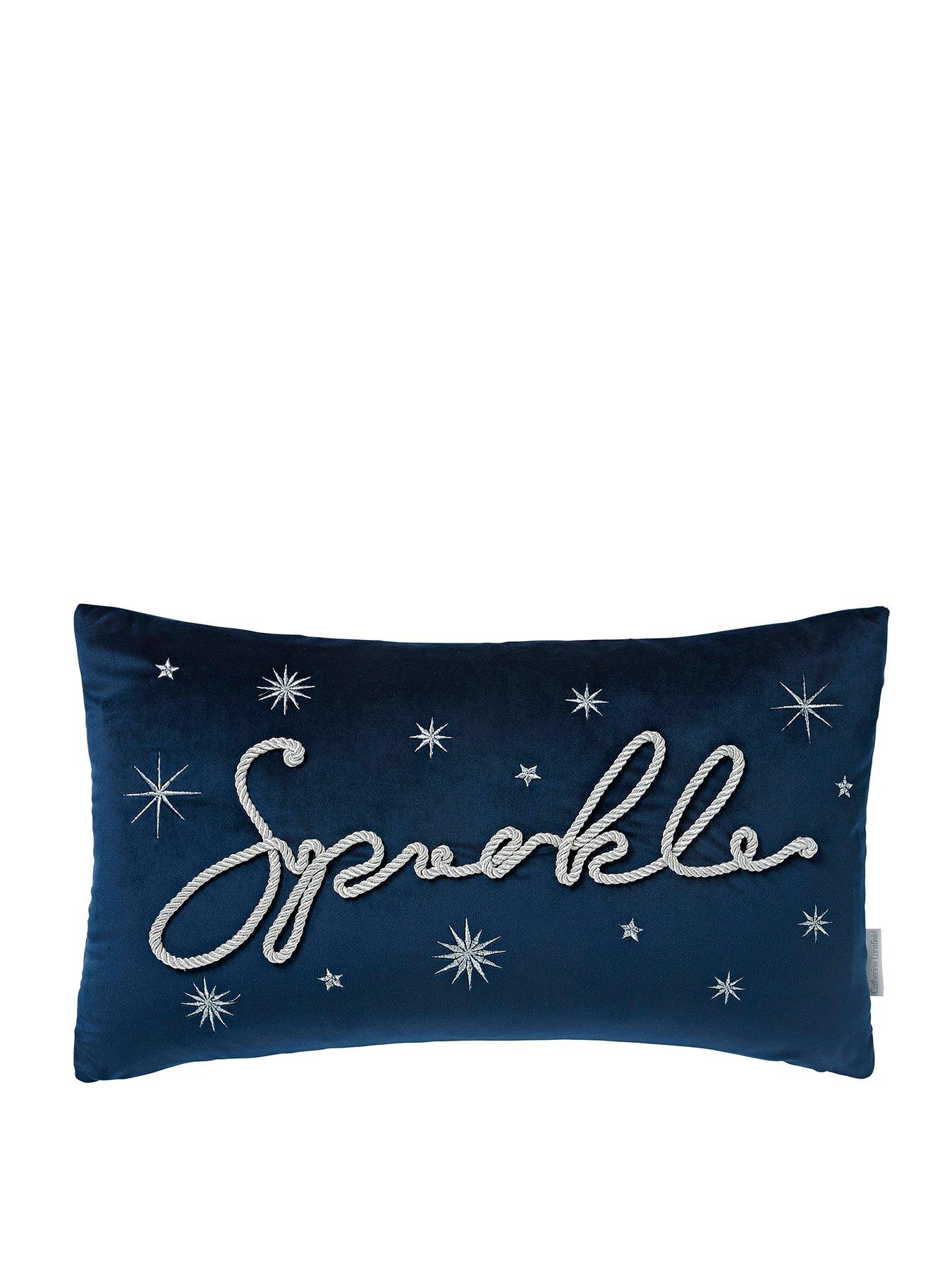 Image 2 of 5 of Catherine Lansfield Sparkle Filled Christmas Cushion 30 X 50Cm- Blue