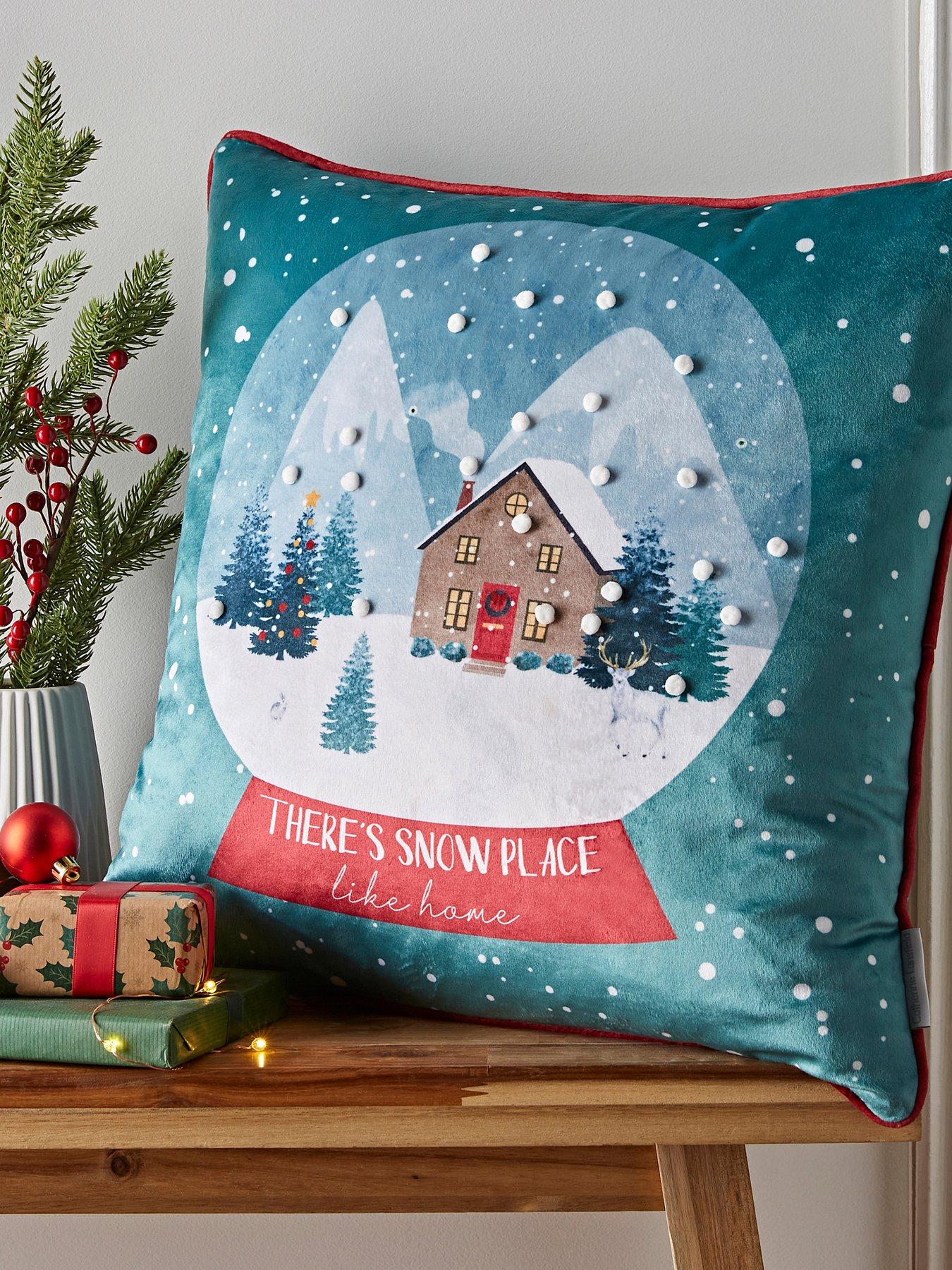 Image 1 of 5 of Catherine Lansfield Snow Place Like Home Filled Christmas Cushion 30 X 50Cm